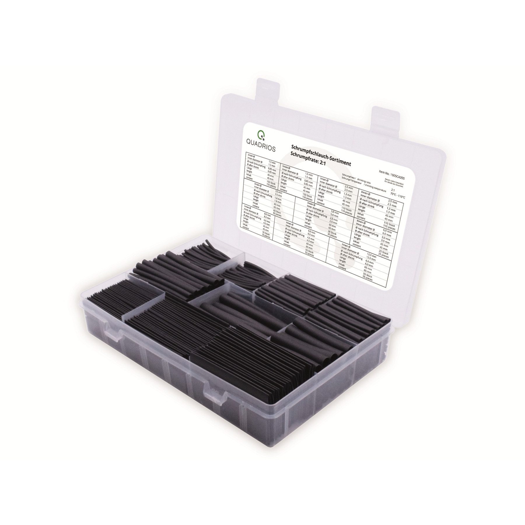 Quadrios Schrumpfschlauch QUADRIOS Schrumpfschlauch Set Sortiment 1905CA055, Industriequalität