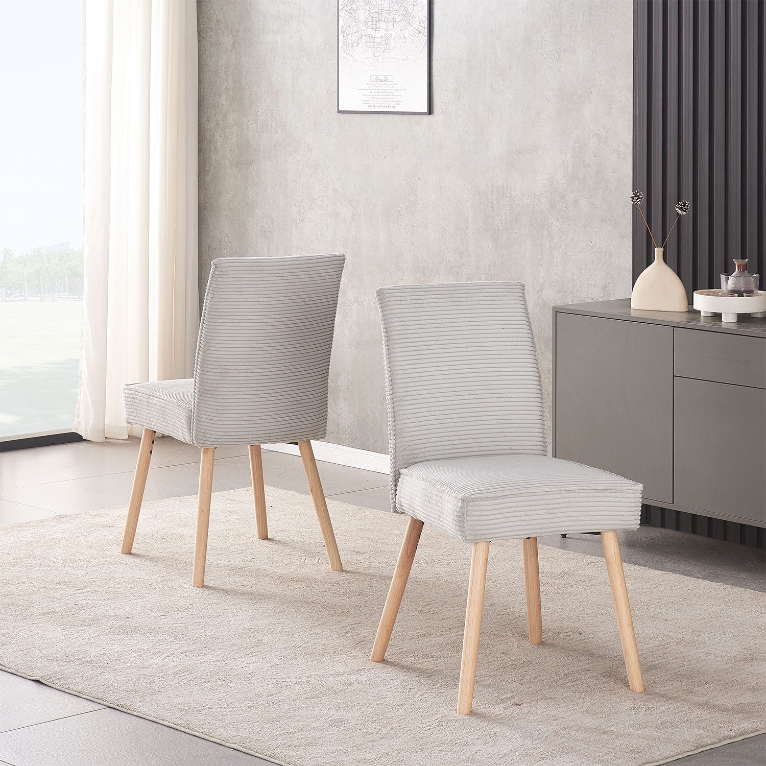 B&D home Polsterstuhl CEDRIC (2er Set, 2 St), gepolstert mit Federkernbox, Holzbeine