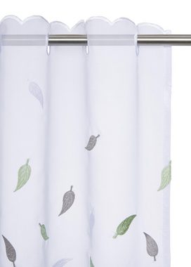 Scheibengardine Blätter, Home affaire, Durchzuglöcher (1 St), transparent, Voile, mit Stickerei, Voile, Blätter
