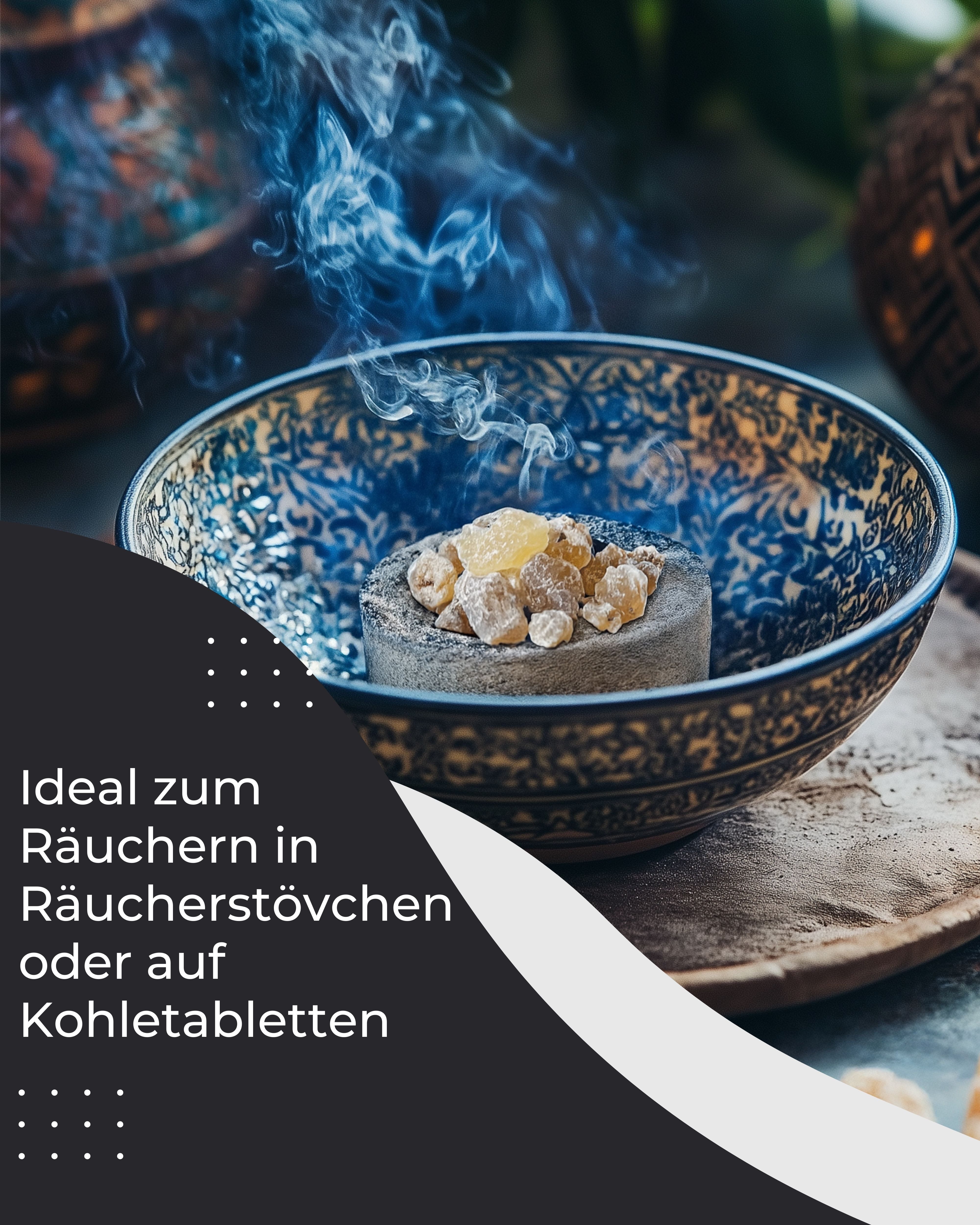 Incensera Räucherschale Indischer Weihrauch – Tütsü-Räucherwerk aus Indien Boswellia Serrata, naturbelassen, ohne Zusätze, handverlesen, wiederverschließbar