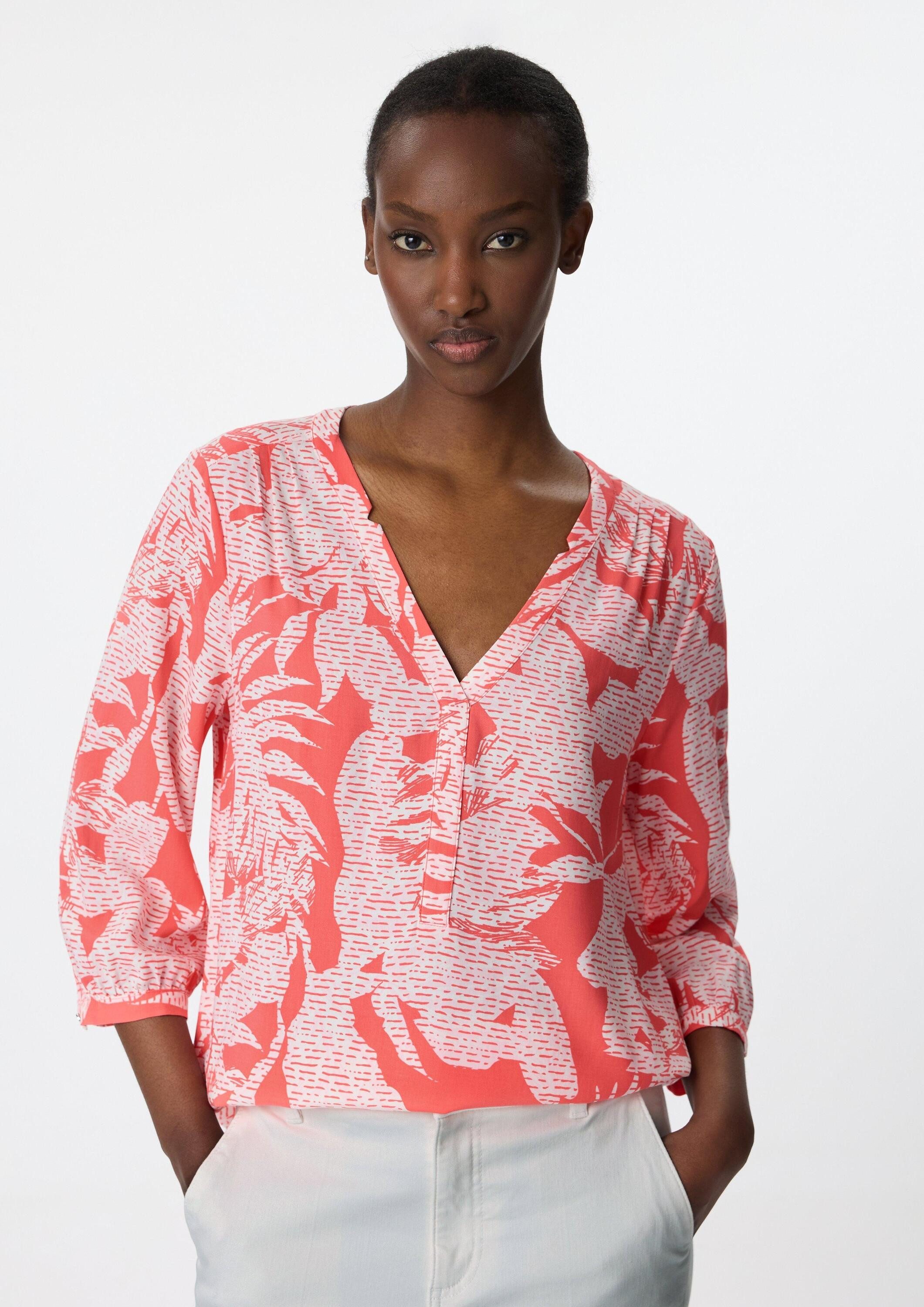 comma Kurzarmbluse Bluse Gemusterte Bluse mit 3/4-Ärmeln günstig online kaufen