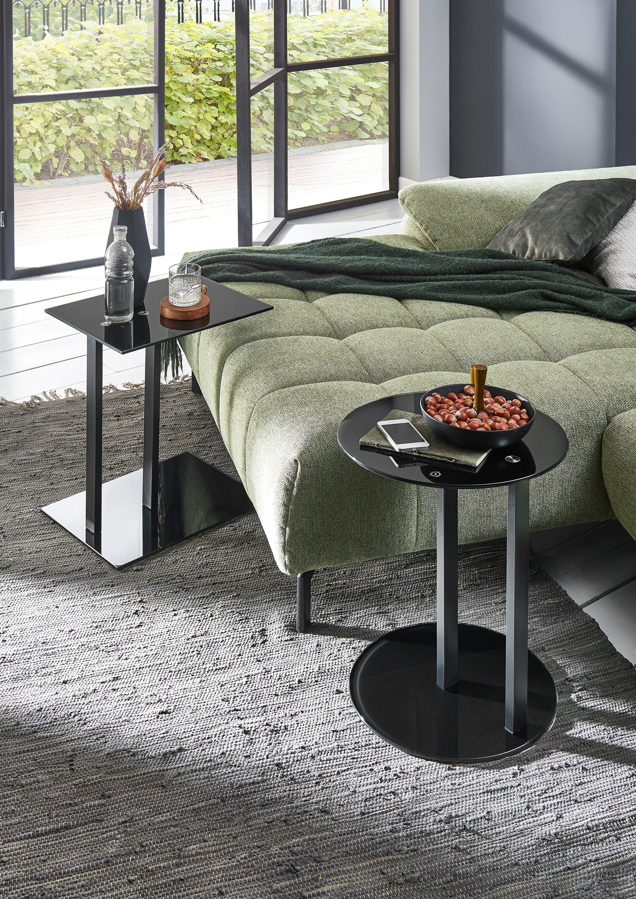 HAKU Beistelltisch Sofatisch, Wohnzimmertisch (1-St), rechteckig - aus Metall Schwarz B/T/H 45/35/50 cm