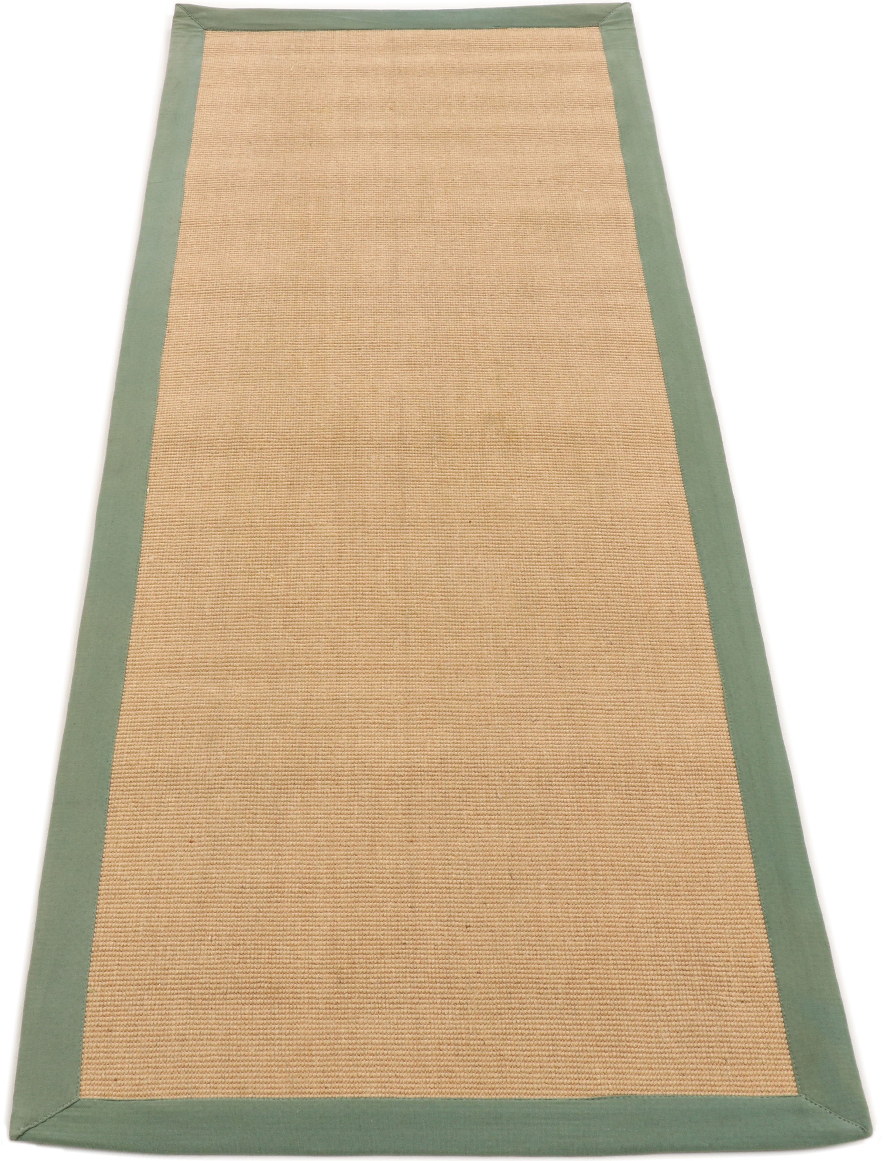 Läufer Sisal, carpetfine, rechteckig, Höhe: 5 mm, mit farbiger Bordüre, Anti Rutsch Rückseite grün