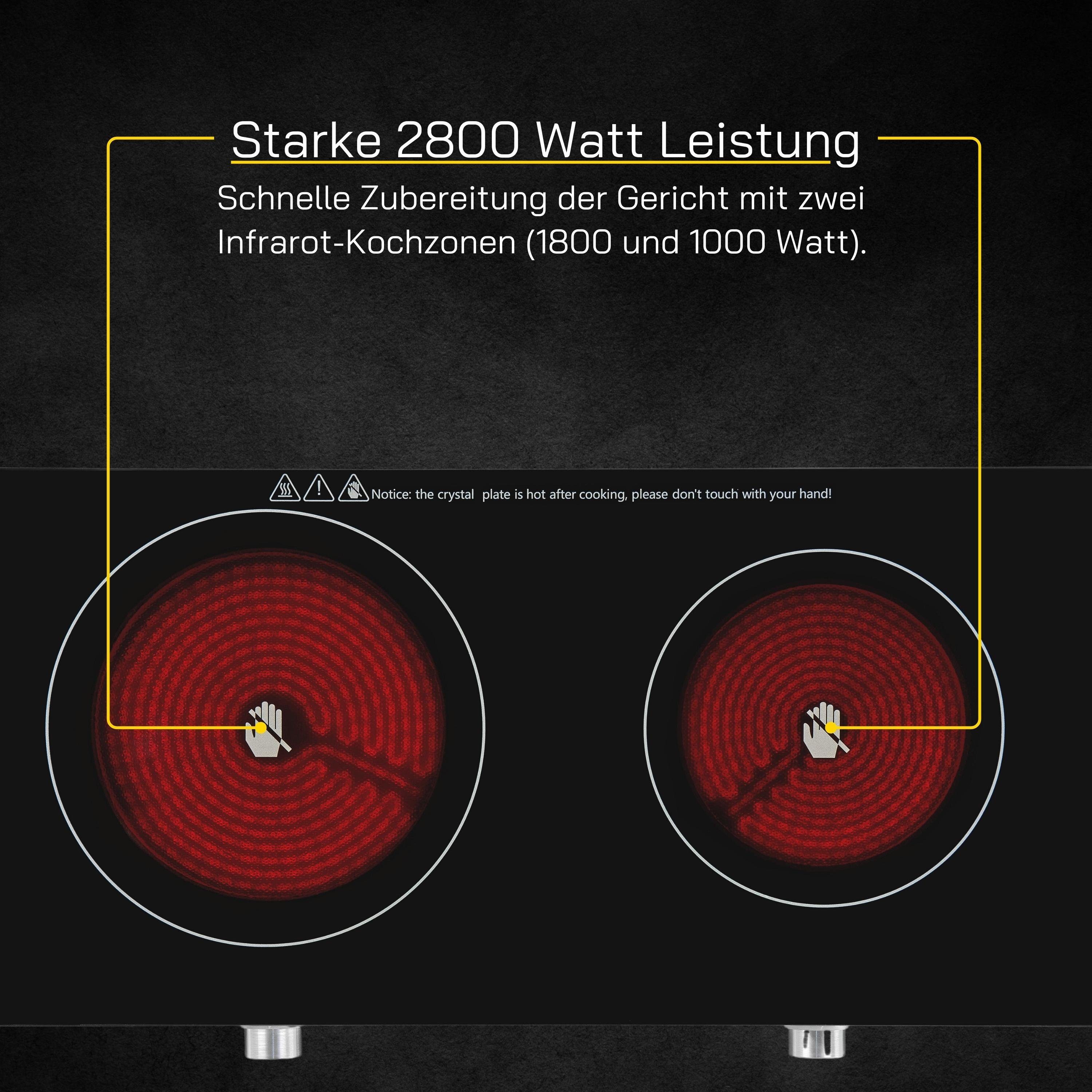 Temperaturregelung Doppelkochplatte aus W, 2800 Gutfels Kochfelder COOK 4010, Glaskeramik, 2