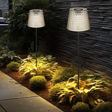 Globo LED Solarleuchte, LED-Leuchtmittel fest verbaut, Warmweiß, Solarlampe Gartendeko Außenlampe LED Erdspieß Kristalloptik rauch H 60