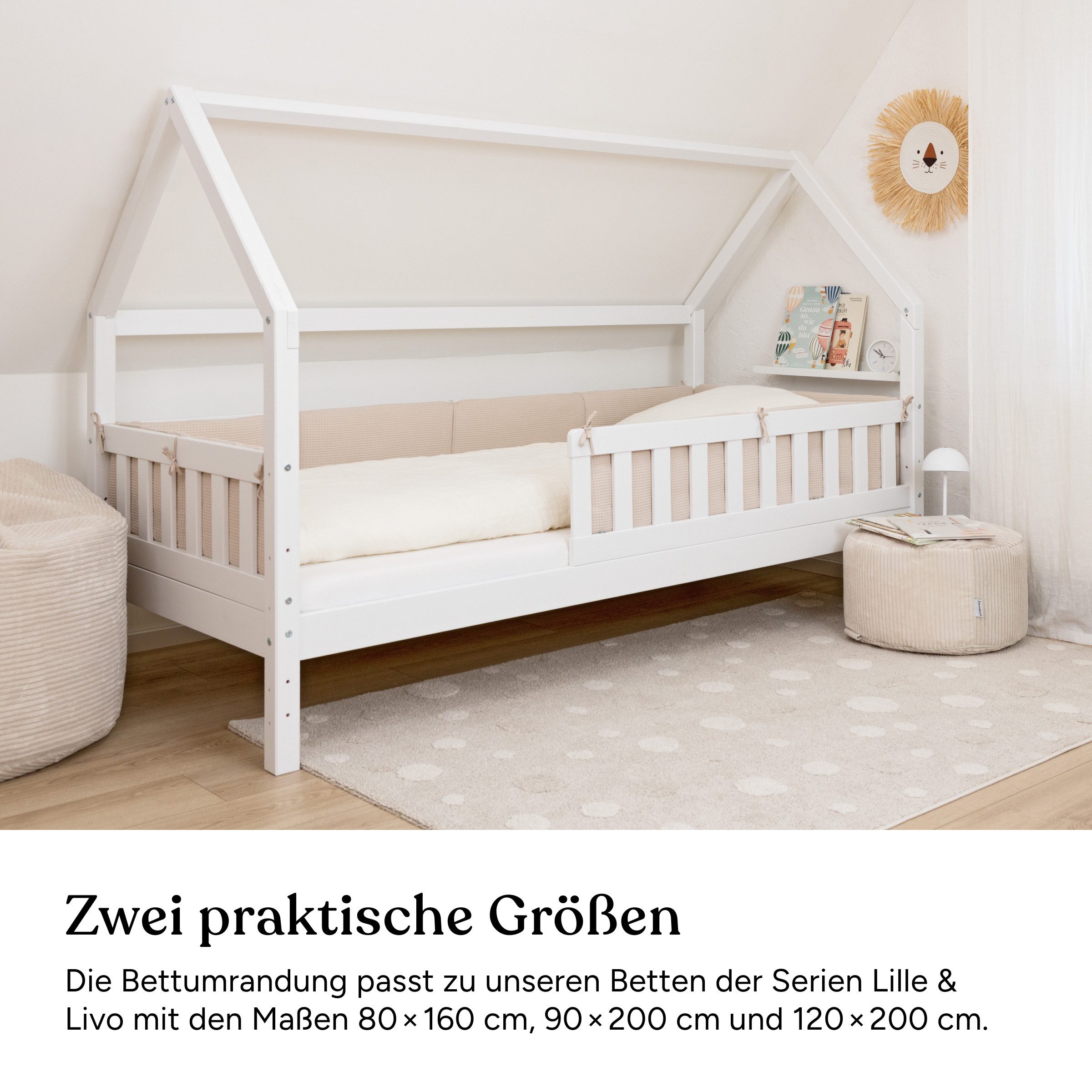 Ehrenkind Bettumrandung 4 tlg für Kinderbetten, (Bettumrandung Jugendbett, 4-tlg., für die Bettenserie Lille und Livo), Bettumrandung Kinderbett aus 100% Bio Baumwolle