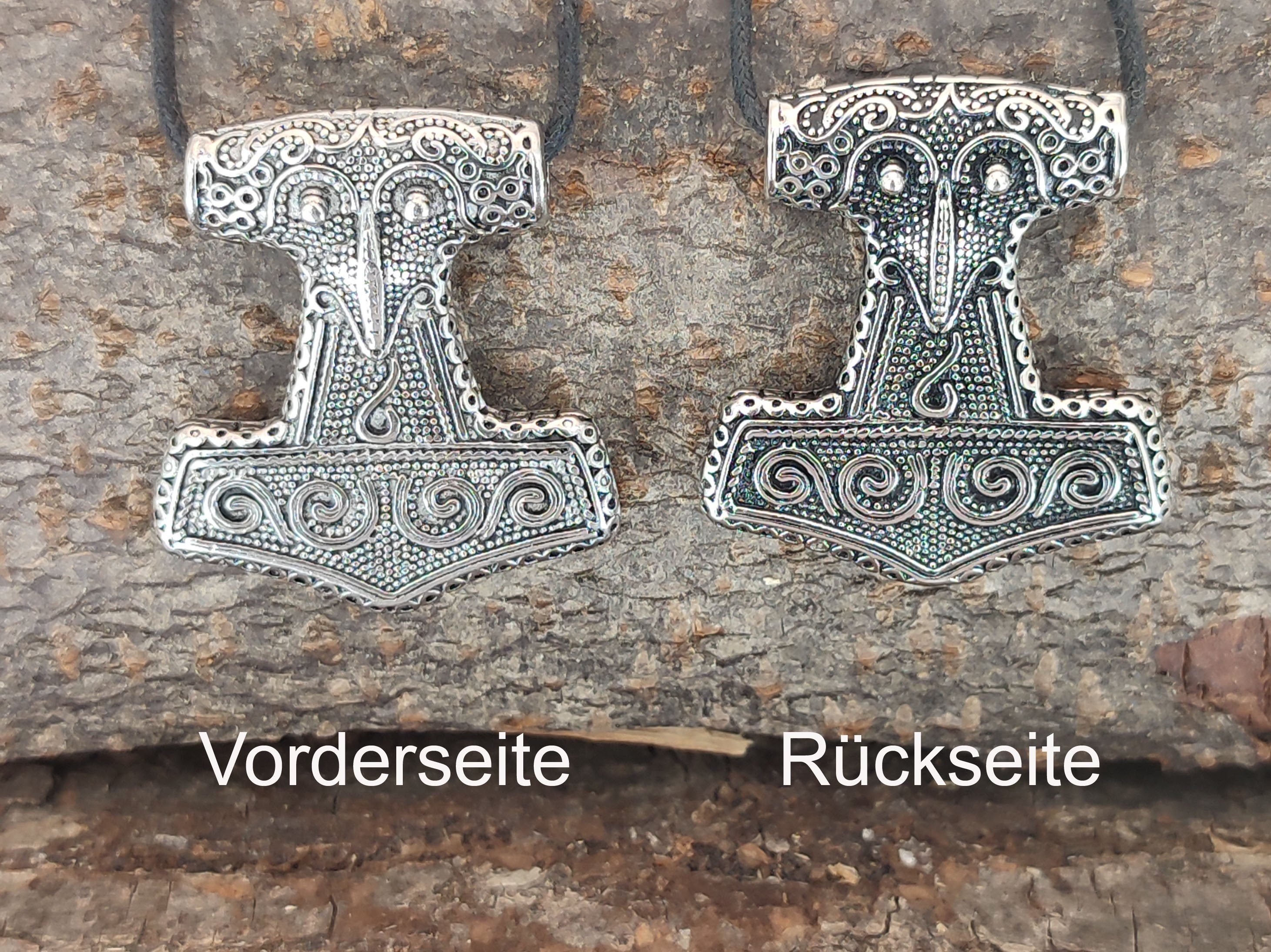Kiss of Leather Mjölnir Thorhammer Thorshammer Edelstahl Kettenanhänger Schonenhammer Anhänger