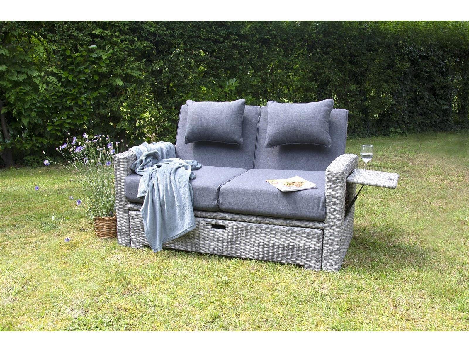 bellavista - Home&Garden® Loungesofa Gartensofa Multifunktionssofa Begur, Set 1 Teile, Sofa mit Fußablage auch als Outdoorbett oder Gartenliege verwendbar