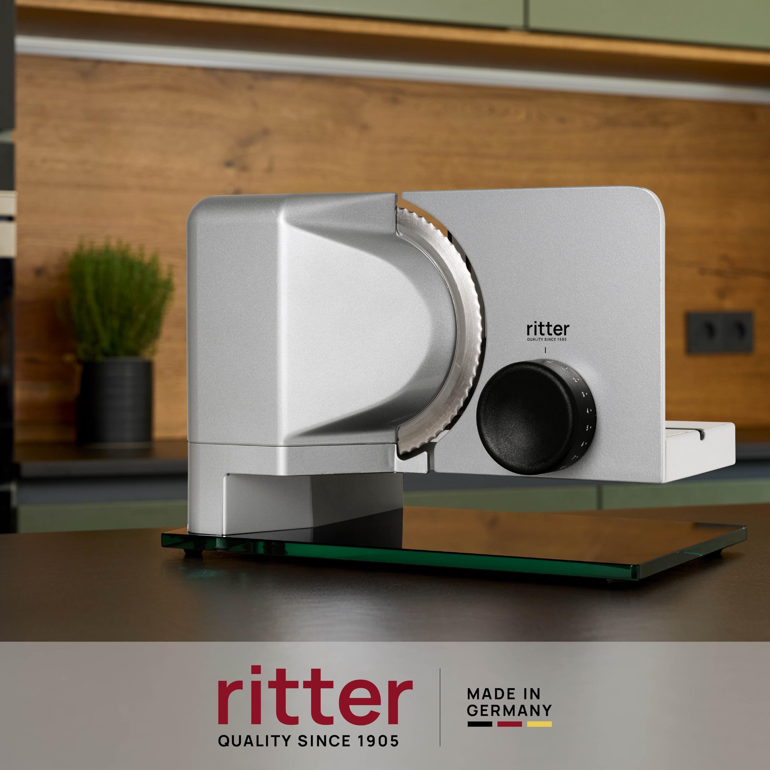 ritter Allesschneider 528.040, Metallgehäuse, ECO-Motor, Made in Germany, Sicherheitsglas