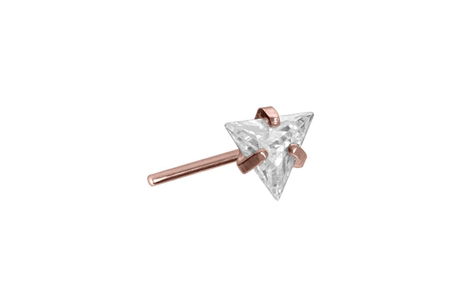 Piercing-Set Titan Aufsatz mit Push Pin EINGEFASSTES KRISTALLDREIECK