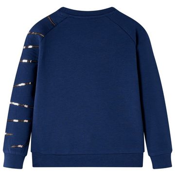 vidaXL Strickpullover Kinder-Sweatshirt mit Katze aus Pailletten Marineblau 140