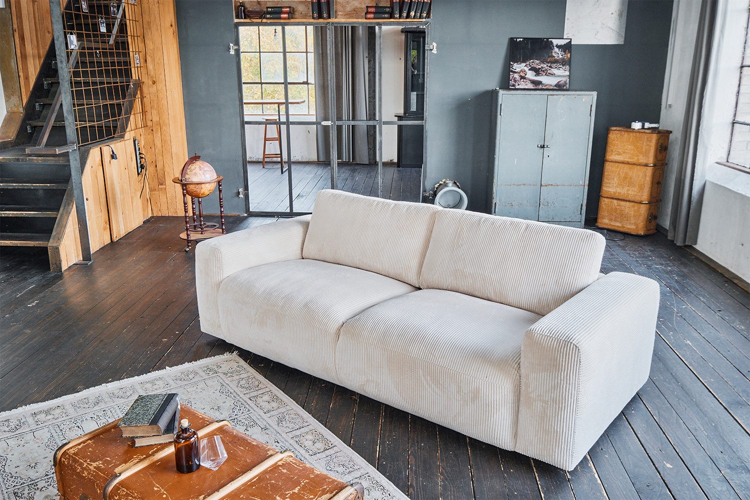 KAWOLA Sofa BODHI Cord Couch - Gemütlichkeit - Wohnzimmer Sofa - 3 Sitzer, Modernes Sofa für Drei, hochwertiger Bezug, toller Sitzkomfort – Bild 4 von 5