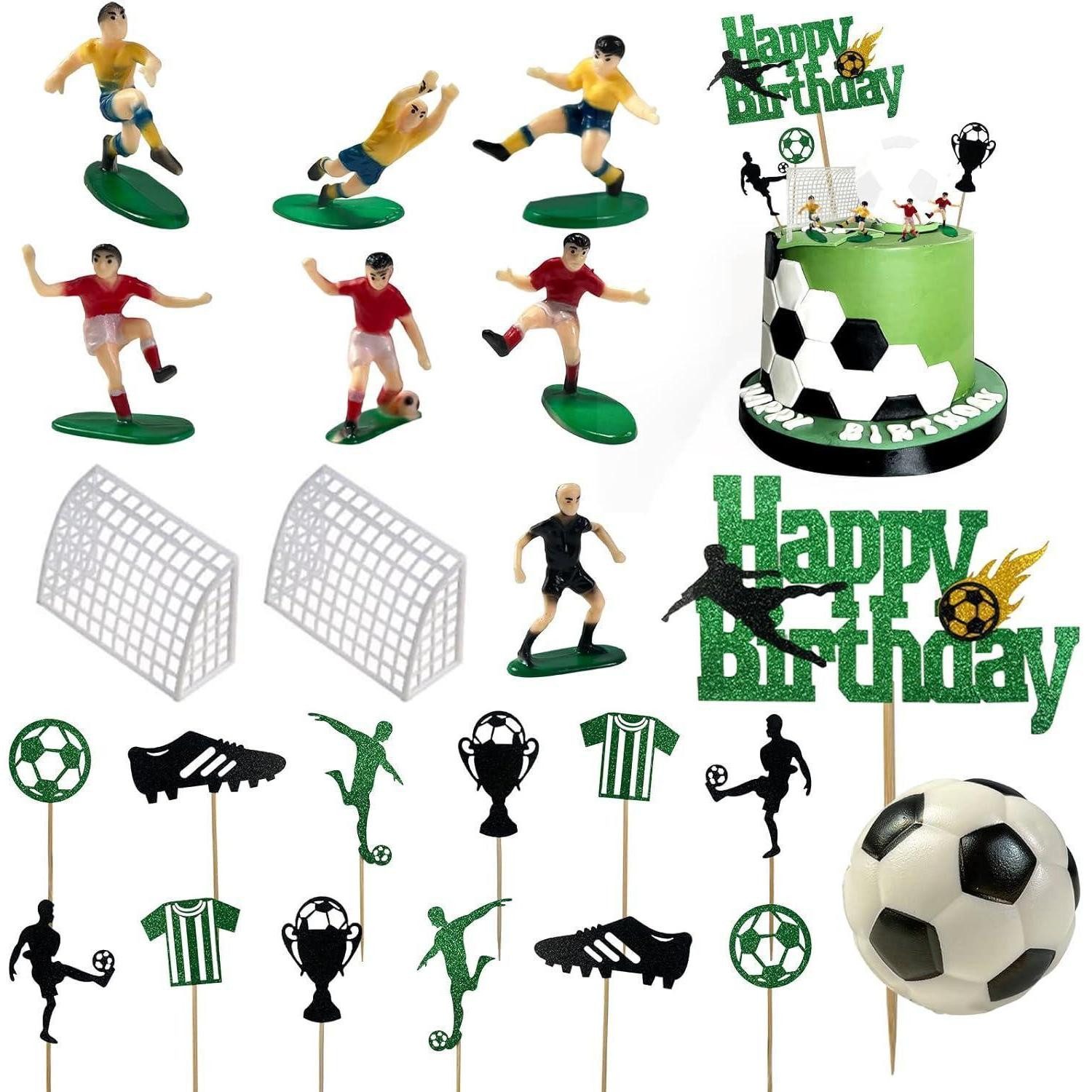 Hlimior Tortenstecker 23 Fußball Tortendeko Set Kinder Geburtstagstorte Deko Party Cupcake