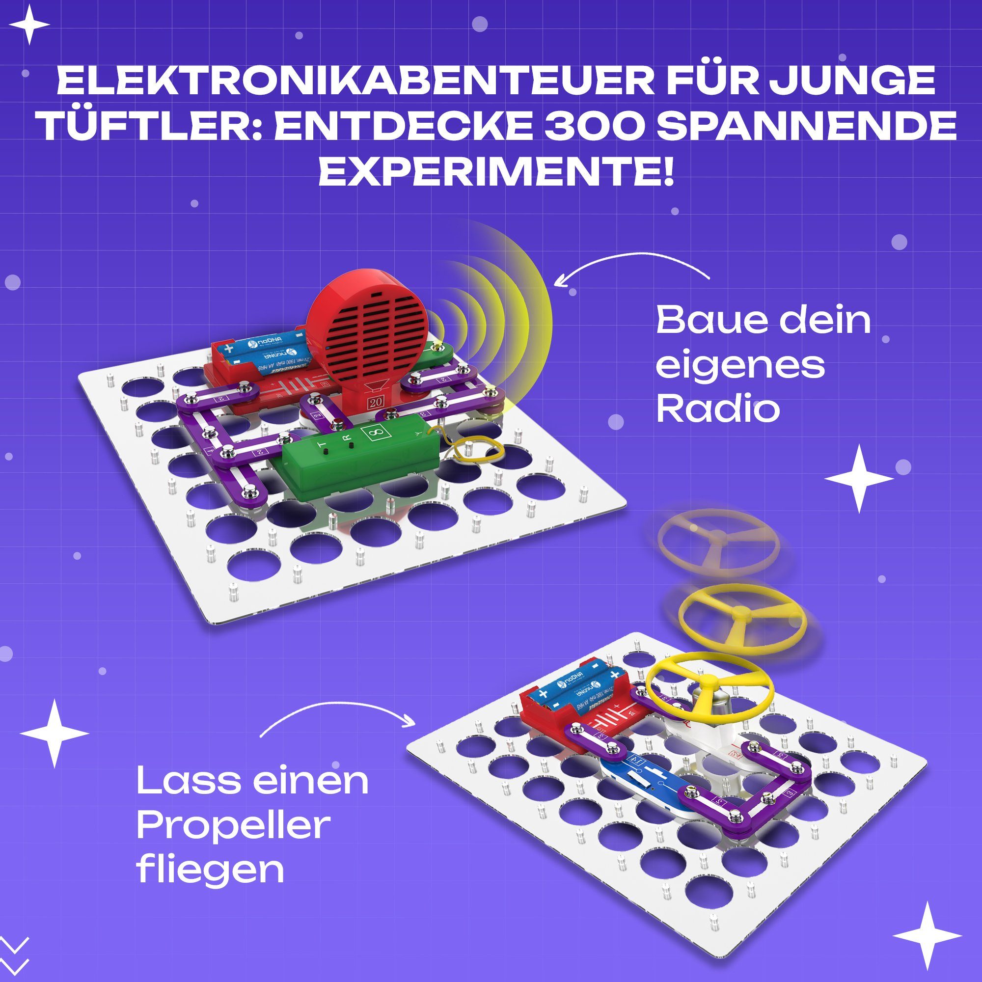 noDNA We love robotics Experiment Kit Electronics Construction Kit for children aged 8 and up, including learning quiz & illustrated instructions