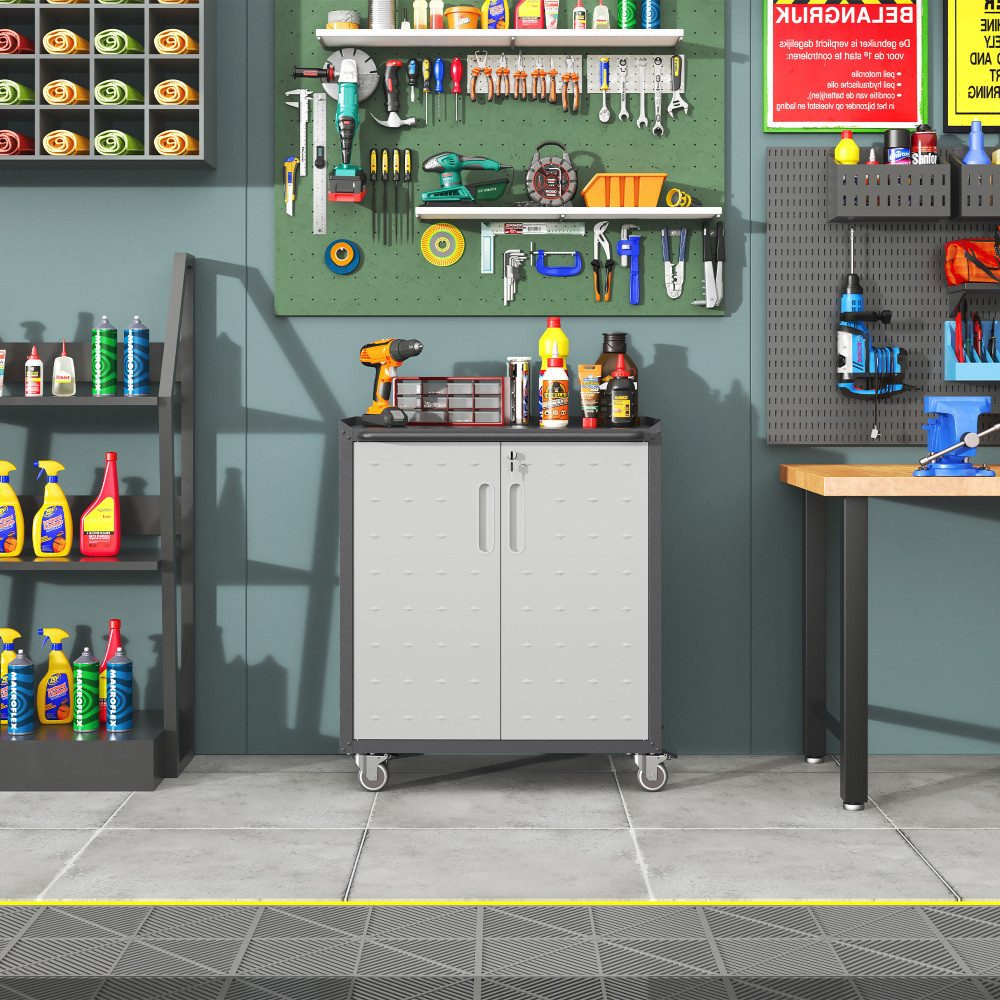 BBWL Werkzeugschrank rollbar abschließbar Werkzeugschrank mit Rollen verstellbare Böden Metall Garagenschrank rollbar Stahl robust Stauraum Büro Haushalt