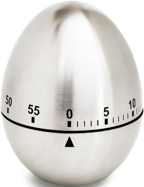 ADE Küchentimer »TD 1606« klassischer Kurzzeitmesser in Ei-Form aus gebürstetem Edelstahl zum Aufziehen mit akustischem Signal nach Zeitablauf, zuverlässige Eieruhr mit Rundskala-Otto