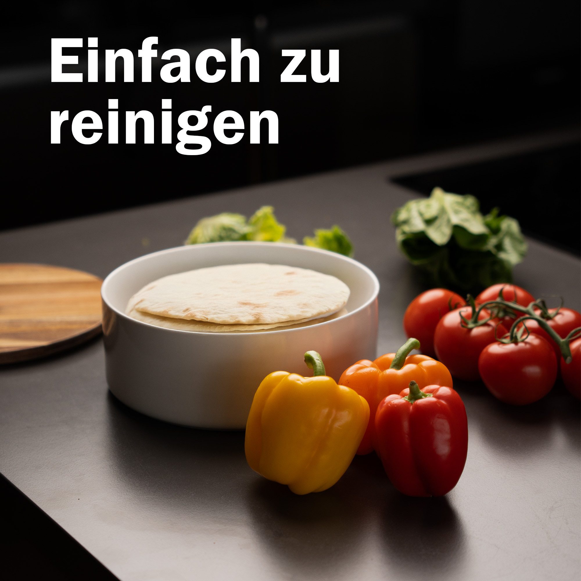 Tortillada Brotkorb Tortilla-Wärmer mit Holzdeckel, 23,5 cm, Keramik, (2-tlg), mit Holzdeckel – Bild 5 von 5