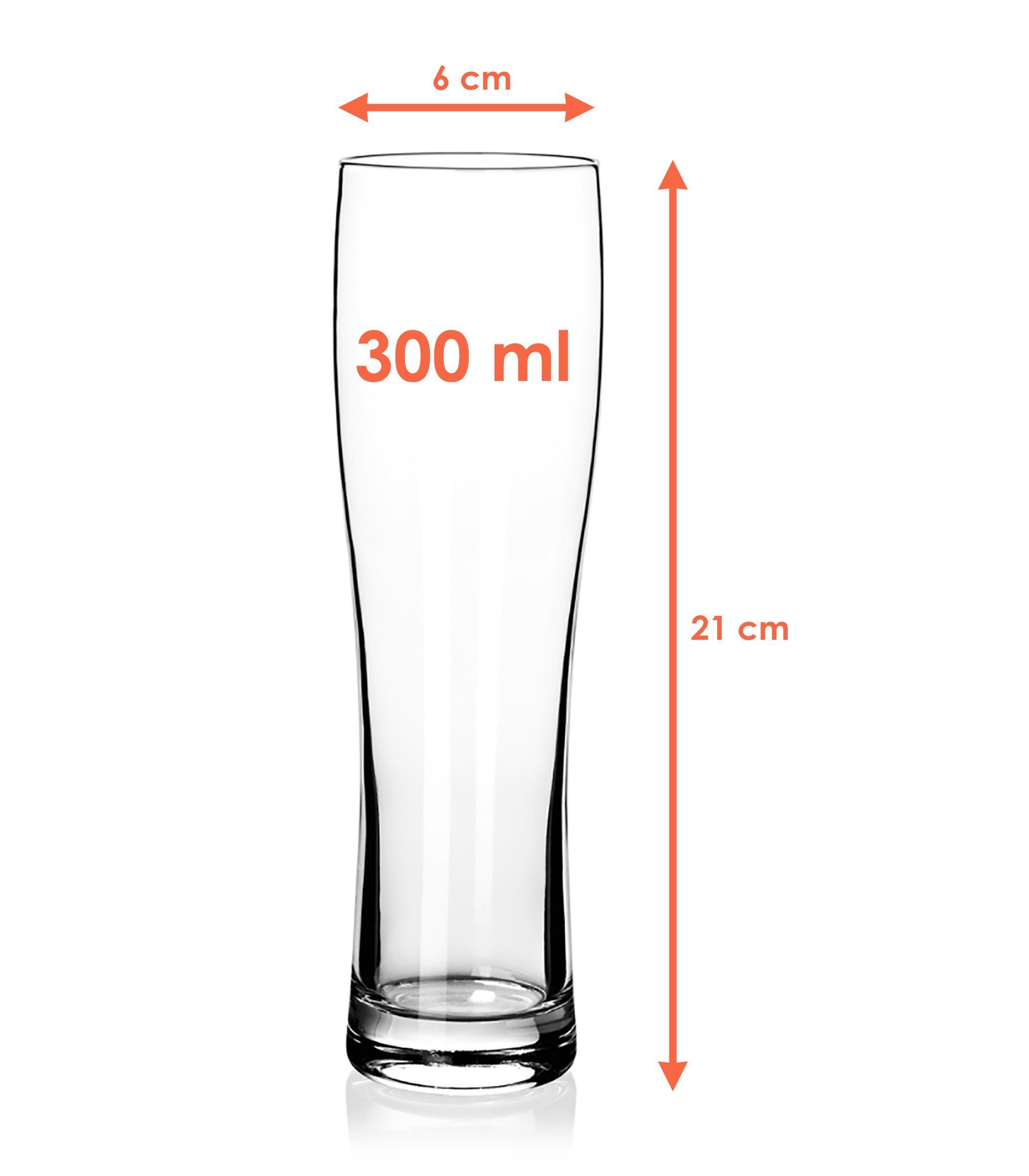 Spetebo Bierglas Weizenbierglas klar 6er Set, Glas, Bierglas spülmaschinenfest