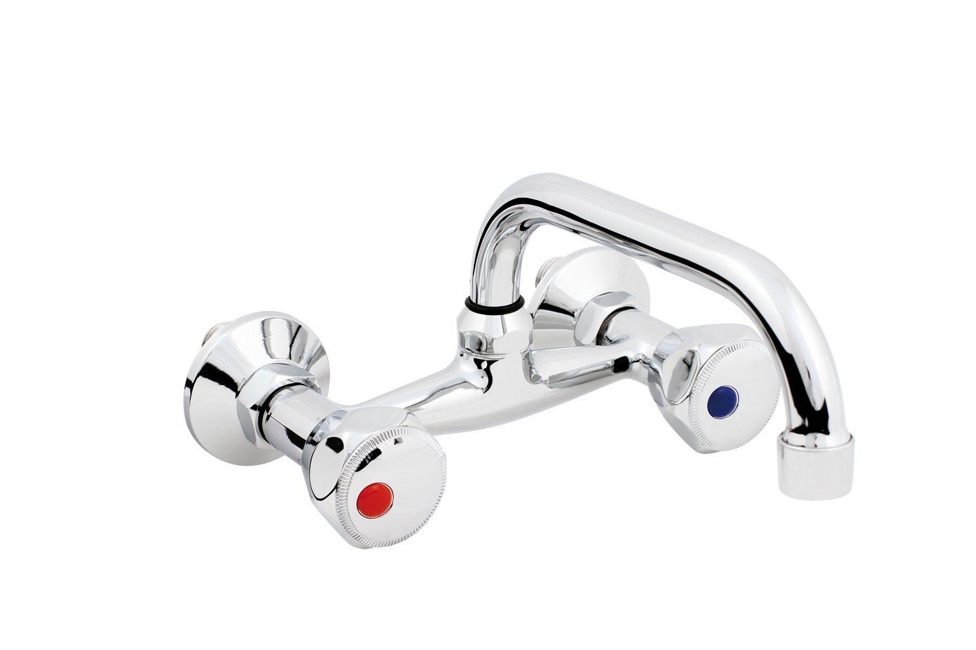 Hydroland Spültischarmatur B102 Retro Wand Spültisch/Waschtisch Armatur, Zweigriff Mischer Chrom