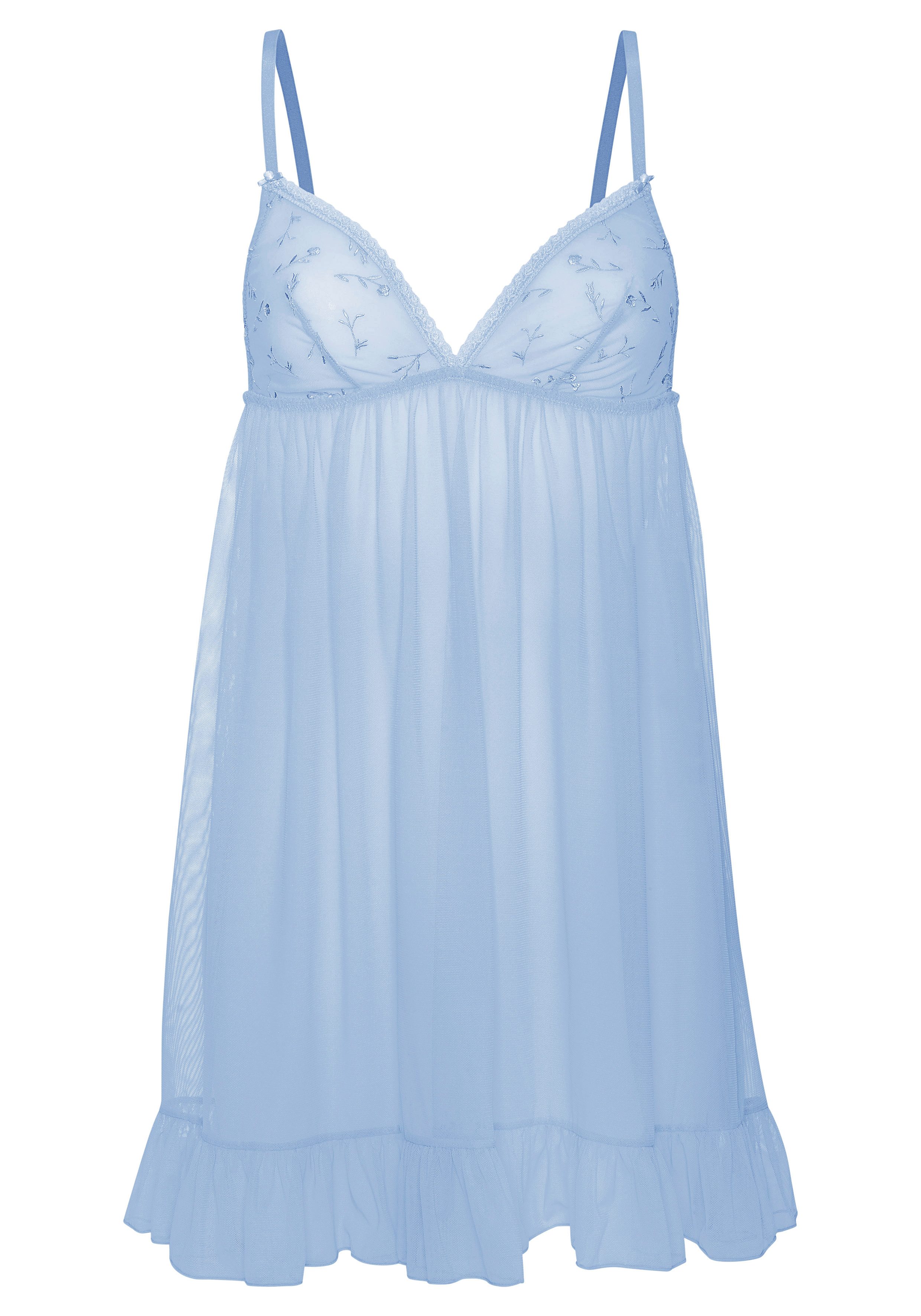 Vivance Negligé Thea aus transparentem Soft-Mesh mit Blumen aus Stickereispitze, Reizwäsche