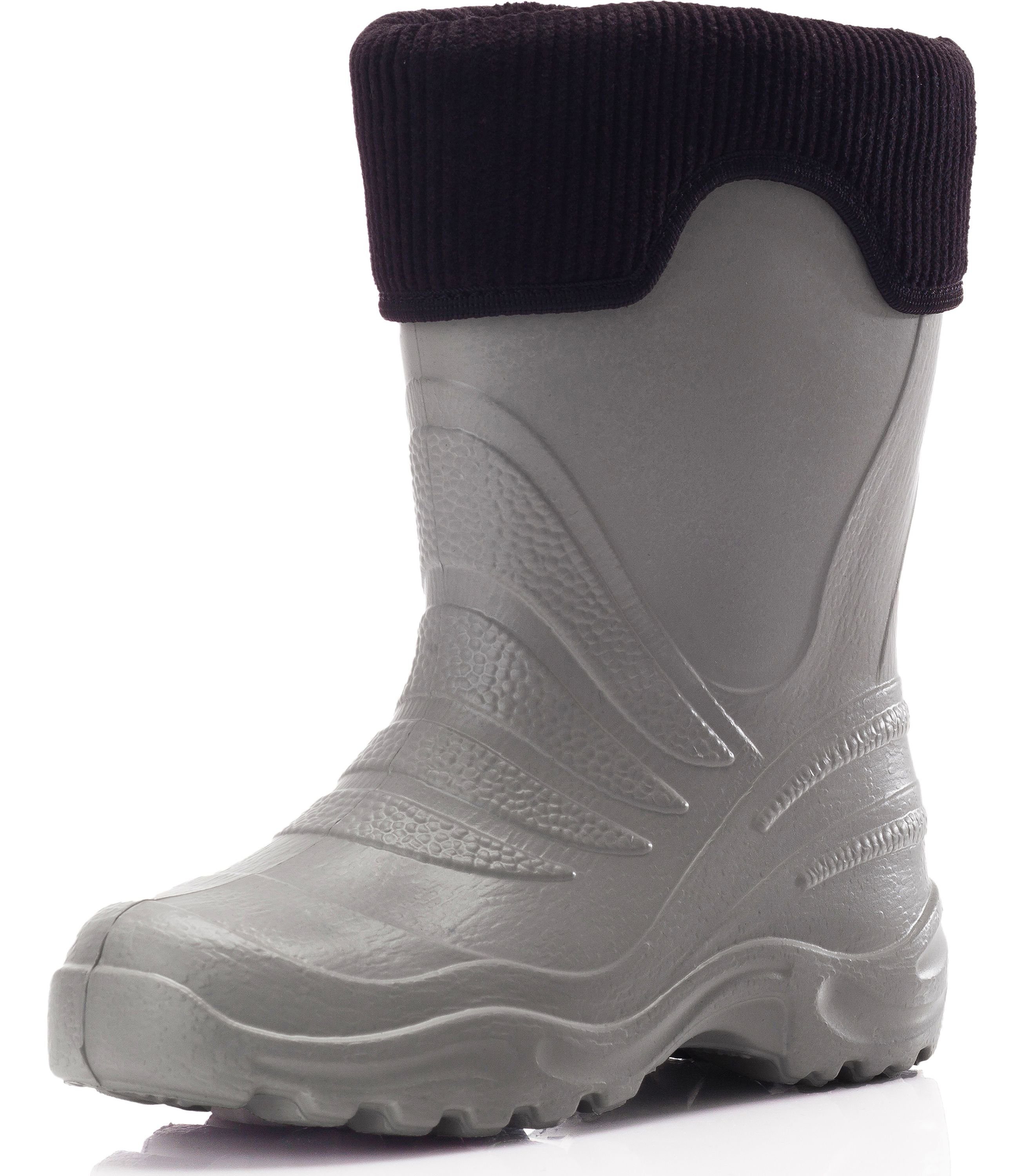 Ladeheid Kinder federleichte EVA Thermo Gummistiefel gefüttert LA-861 Gummistiefel Grau/Schwarz