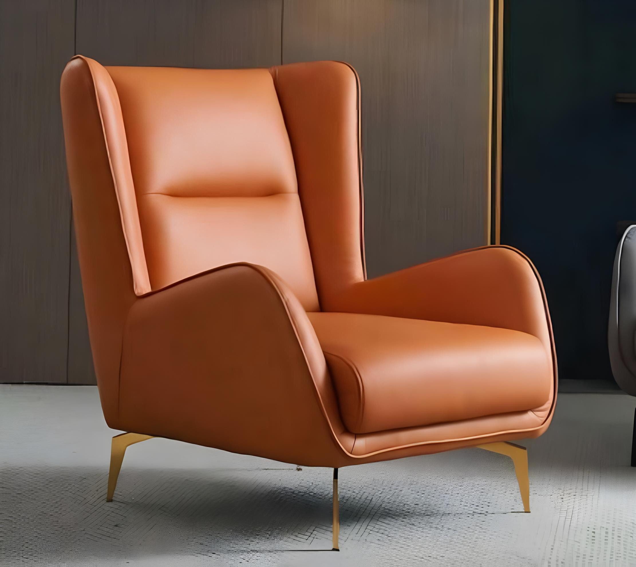 Xlmoebel Ohrensessel Luxus Polstersessel aus Leder mit elegantem Design und hohem Komfort (6-St., Sessel), Hergestellt in Europa