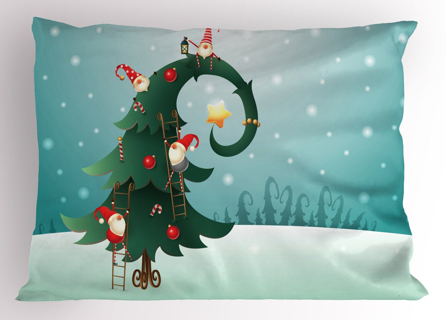 Kissenbezüge Dekorativer Standard King Size Gedruckter Kissenbezug, Abakuhaus (1 Stück), Nordpol Weihnachten und Gnome