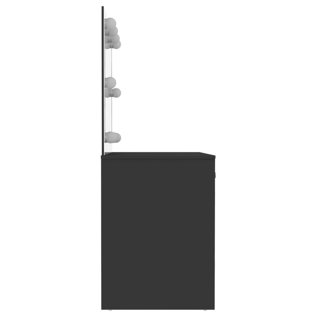 Schminktisch | Schwarz Schwarz MDF Schminktisch mit 110x55x145 vidaXL cm (1-St) Schwarz LED-Beleuchtung