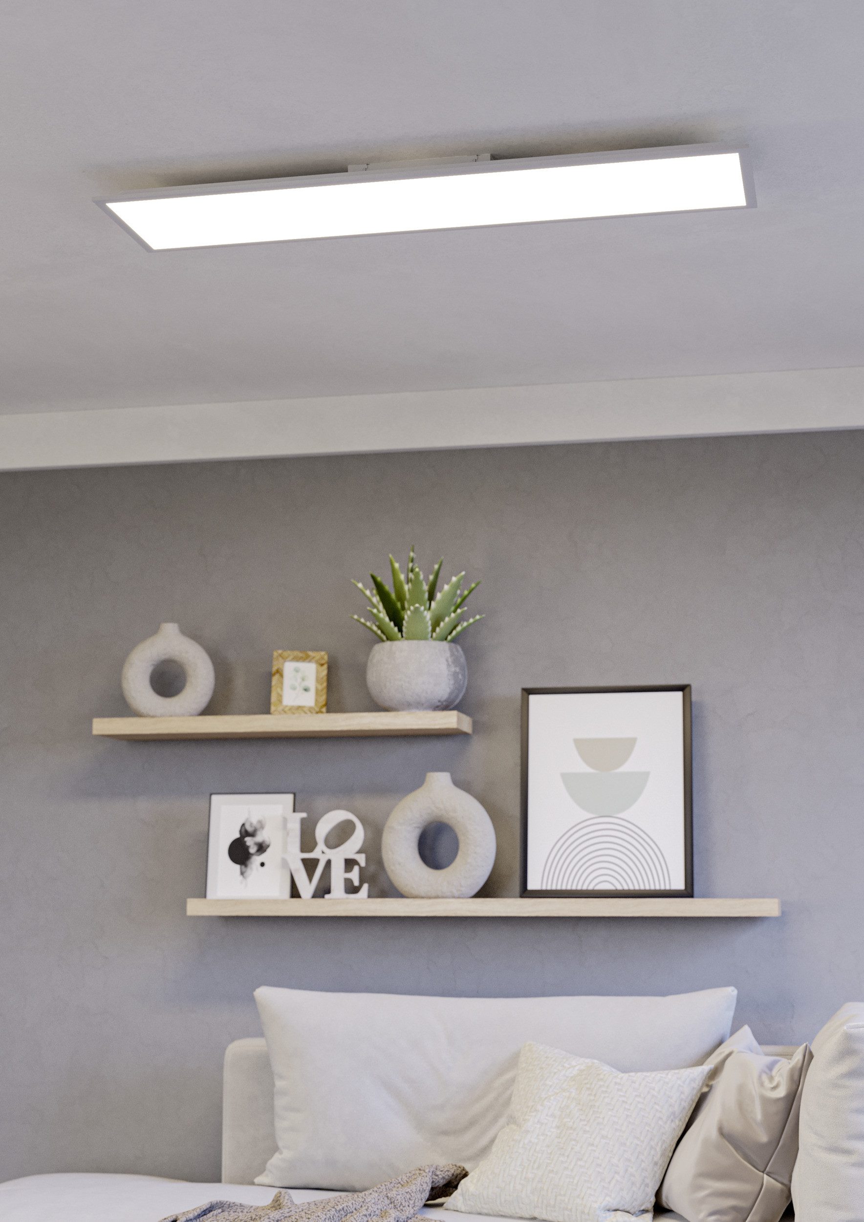 EGLO LED Deckenleuchte MORADILLO-Z Deckenlampe - Stahl - LED - 34W - IP20, CCT - über Fernbedienung, Dimmfunktion, Farbwechsel, Memoryfunktion, Nachtlichtfunktion, RGB, Weckerfunktion, dimmbar über Fernbedienung, mehrere Helligkeitsstufen, LED fest integriert, Kaltweiß, Neutralweiß, RGB, Warmweiß, Wohzimmerlampe, Esszimmerlampe, Schlafzimmer, L119,5 x B29,5 x H6,1 cm