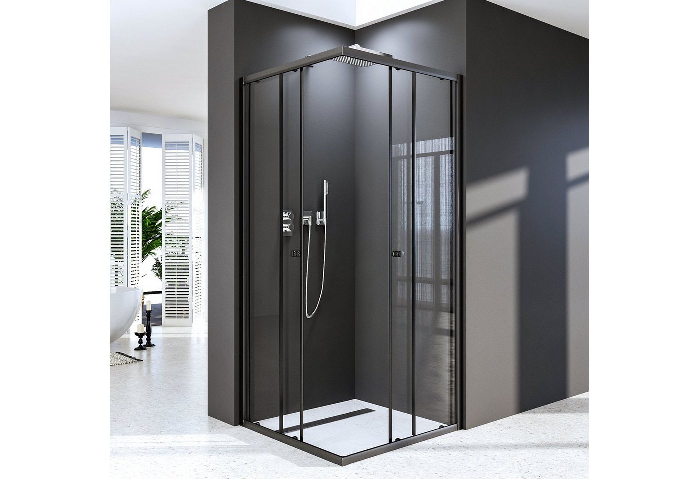 Thumbnail - Boromal Eckdusche Duschkabine 80x80 Schiebetür Eckeinstieg Duschwand Dusche 5mm ESG Glas, BxT: 80x80 cm, Einscheibensich...
