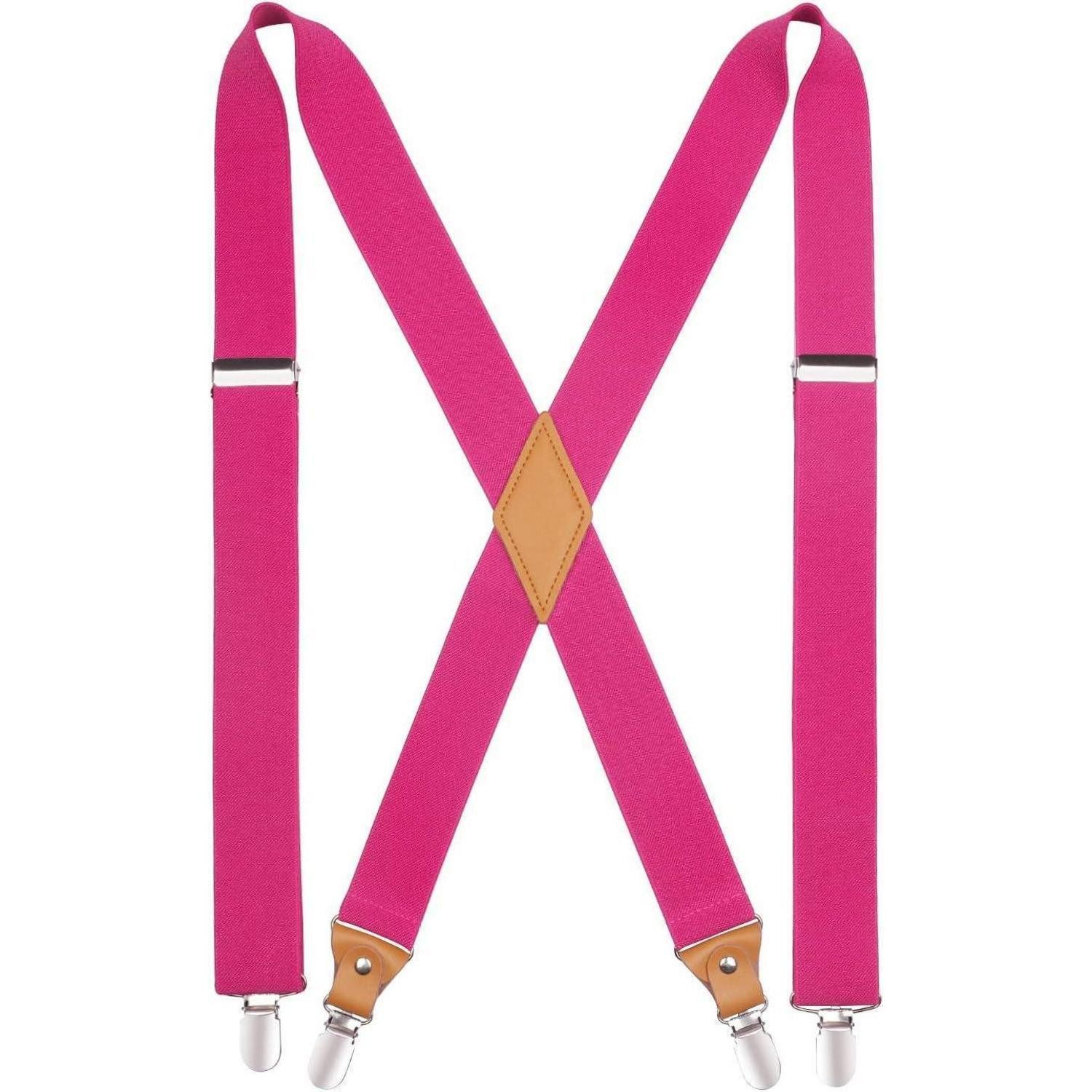 LuxusKollektion Hosenträger Hosenträger Herren Damen X Form 4 Metallclip Rosa