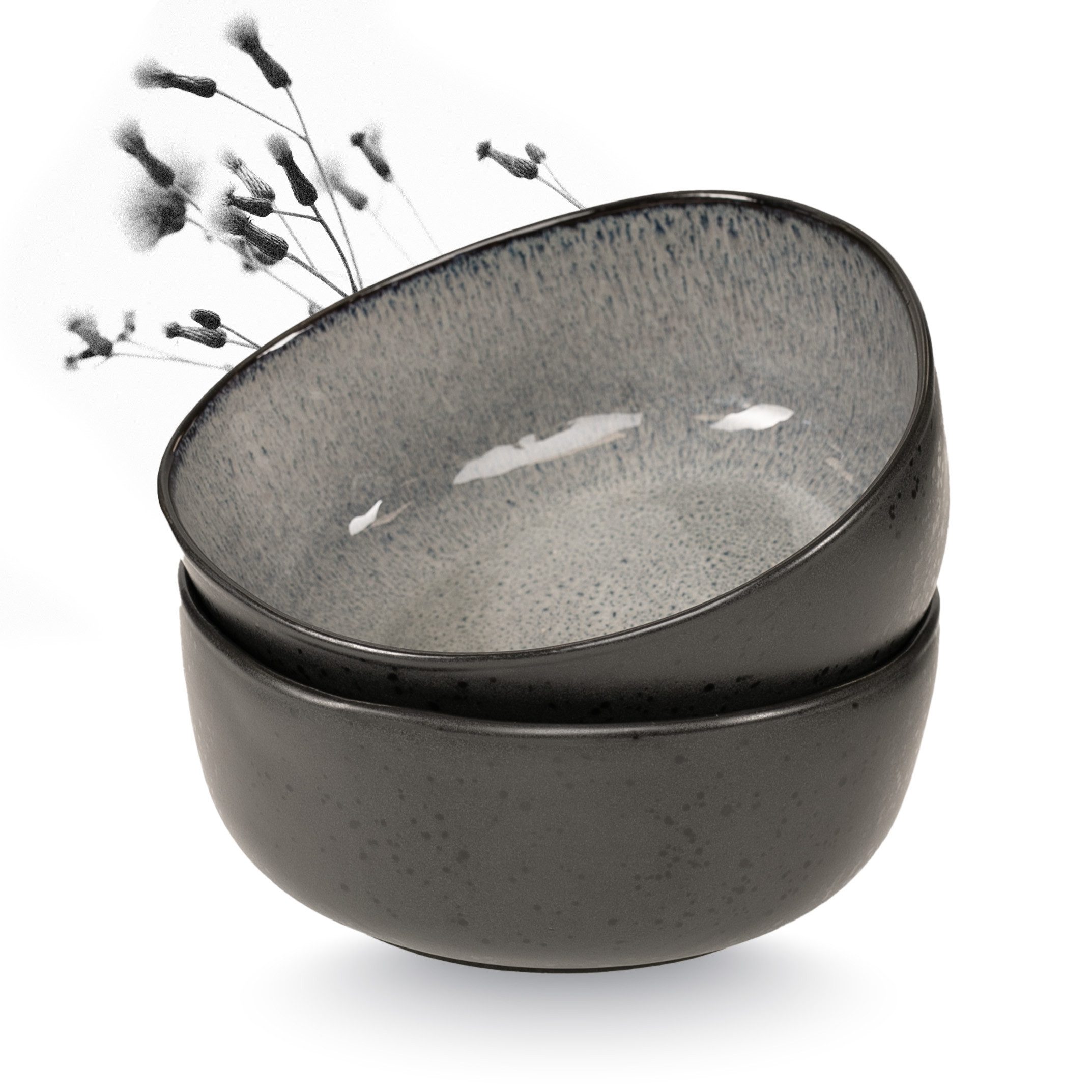 Moritz & Moritz Servierschale ORGANIC Servierschale 2er - Grau, Steinzeug, (Set, 2-tlg), Spülmaschinengeeignet