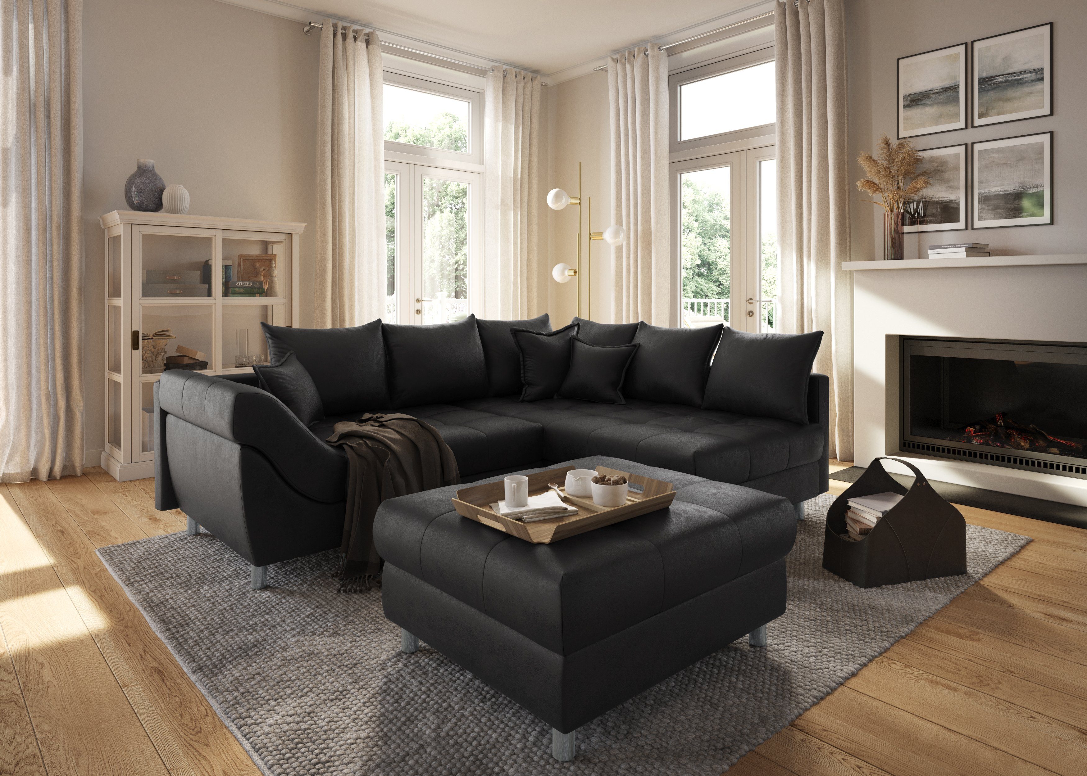 COLLECTION AB Ecksofa Innsbruck L-Form, B: 247 cm, 3 Zierkissen, Federkern