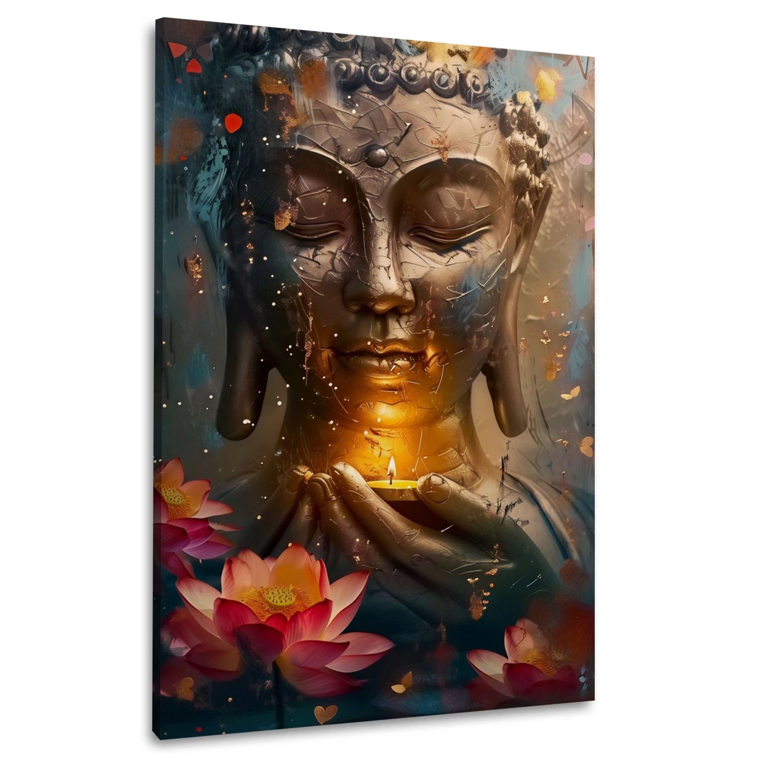 Artedinoi Leinwandbild Goldener Buddha Zen Achtsamkeit Licht Wandbild Leinwandbild Kunstdruck, Goldener Buddha, Zen