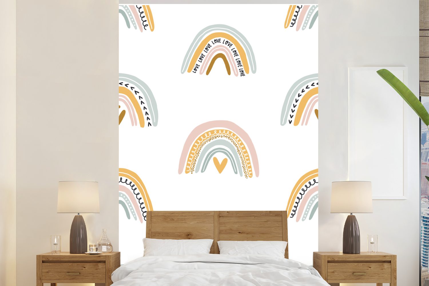 MuchoWow Fototapete Design - Regenbogen - Dekoration, Matt, bedruckt, (3 St), Montagefertig Vinyl Tapete für Wohnzimmer, Wandtapete