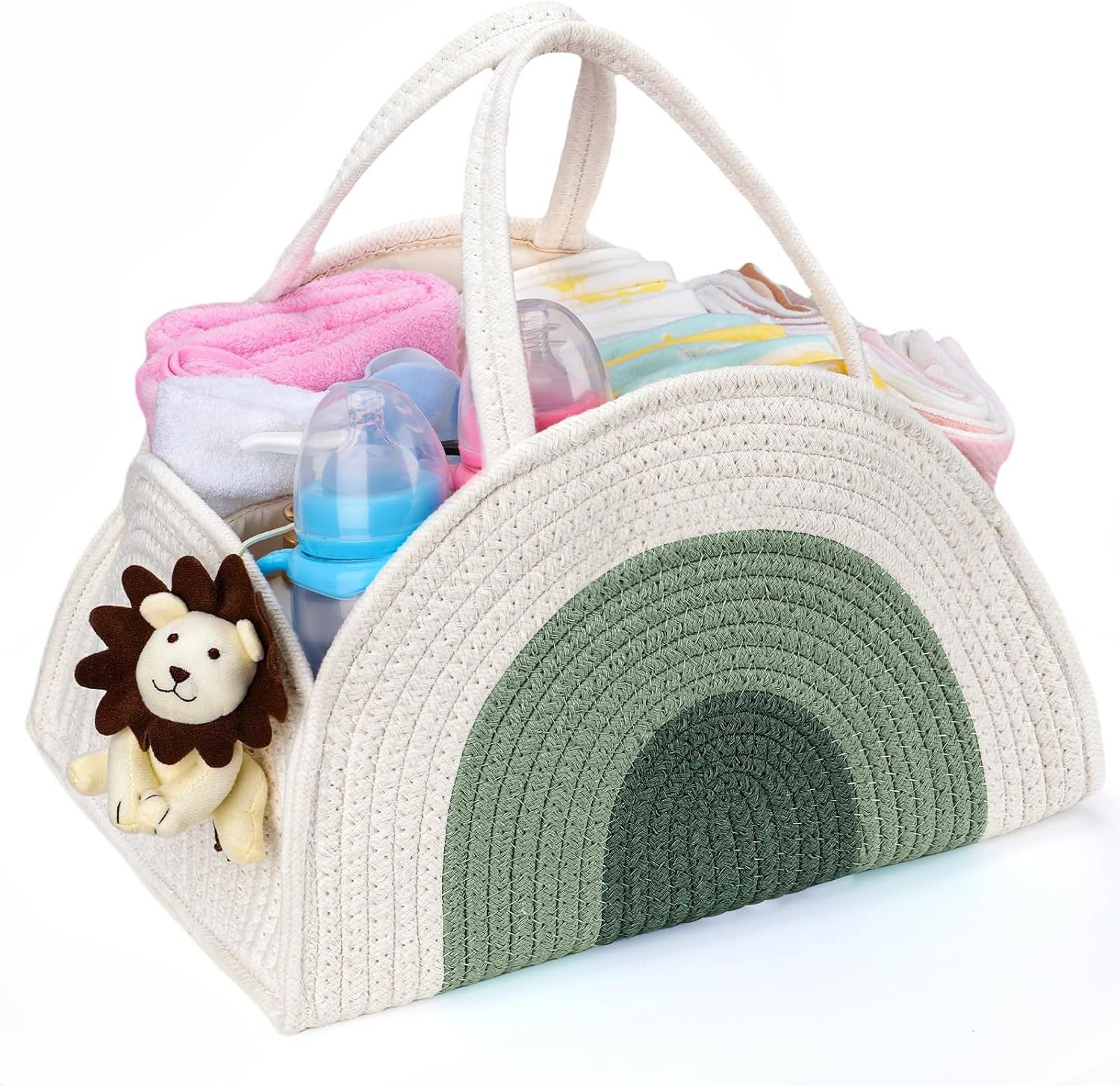 Coonoor Allzweckkorb Tragbarer Allzweckkorb, Baby Windeltasche, Windelaufbewahrungskorb, Geflochtener Aufbewahrungskorb