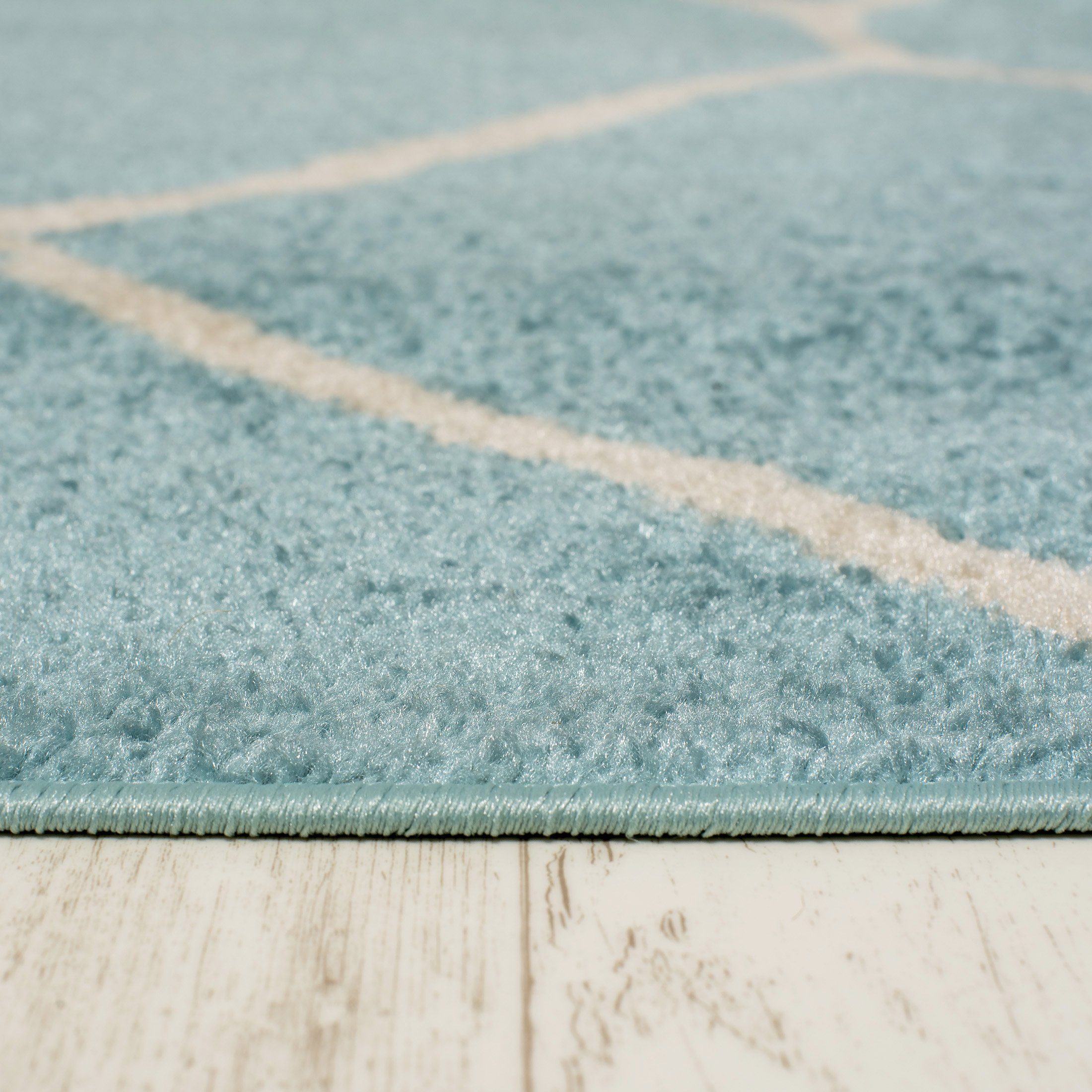 - Kurzflor mm, Türkis Teppich Geometrisch Designteppich Geeignet Kurzflor, cm, Muster farbe Fußbodenheizung, Blau für 7 x Höhe 150 Mazovia, 80 Modern