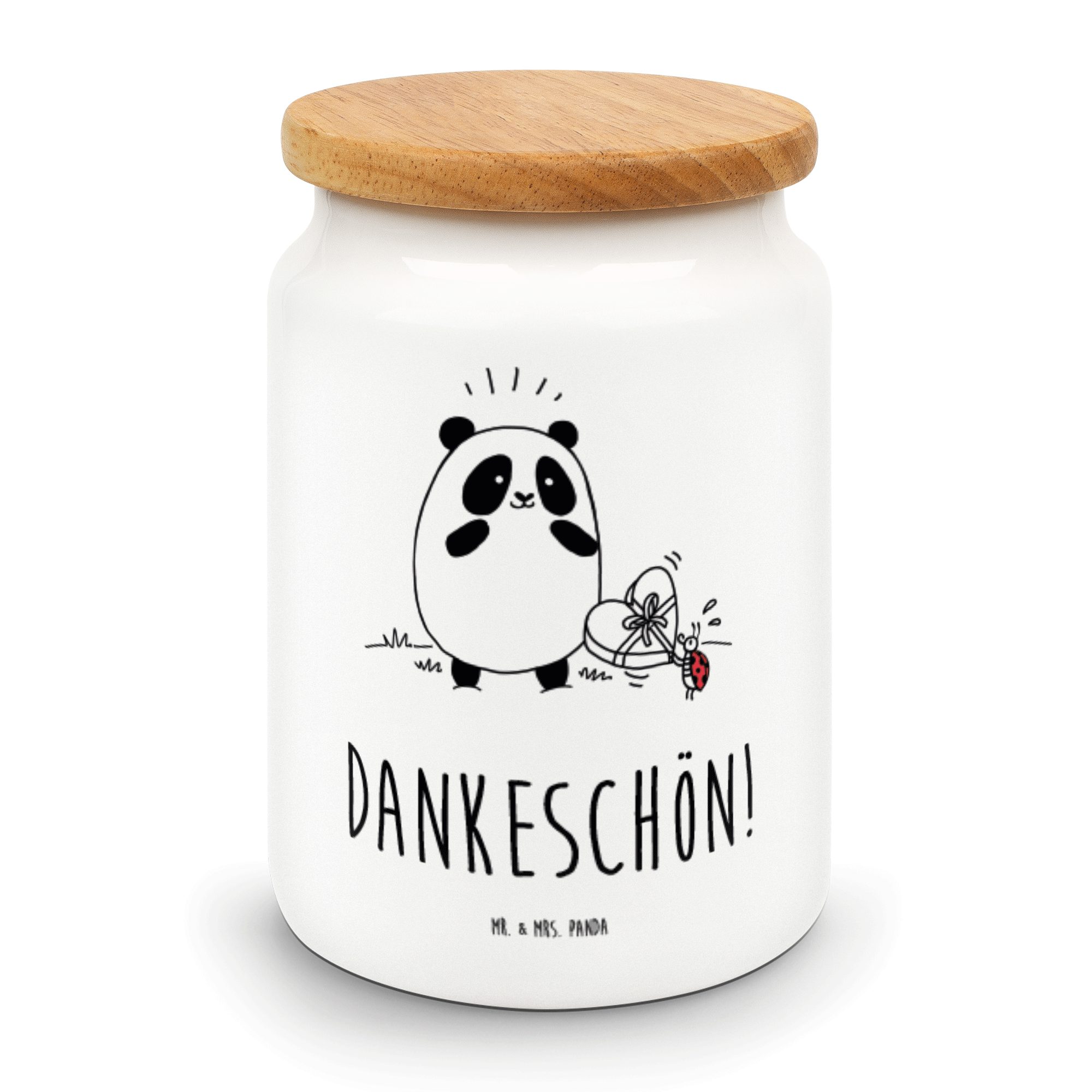 Mr. & Mrs. Panda Vorratsdose Easy & Peasy Dankeschön - Weiß - Geschenk, Vorratsdose, Dose, Aufbewa, Keramik, (1-tlg)