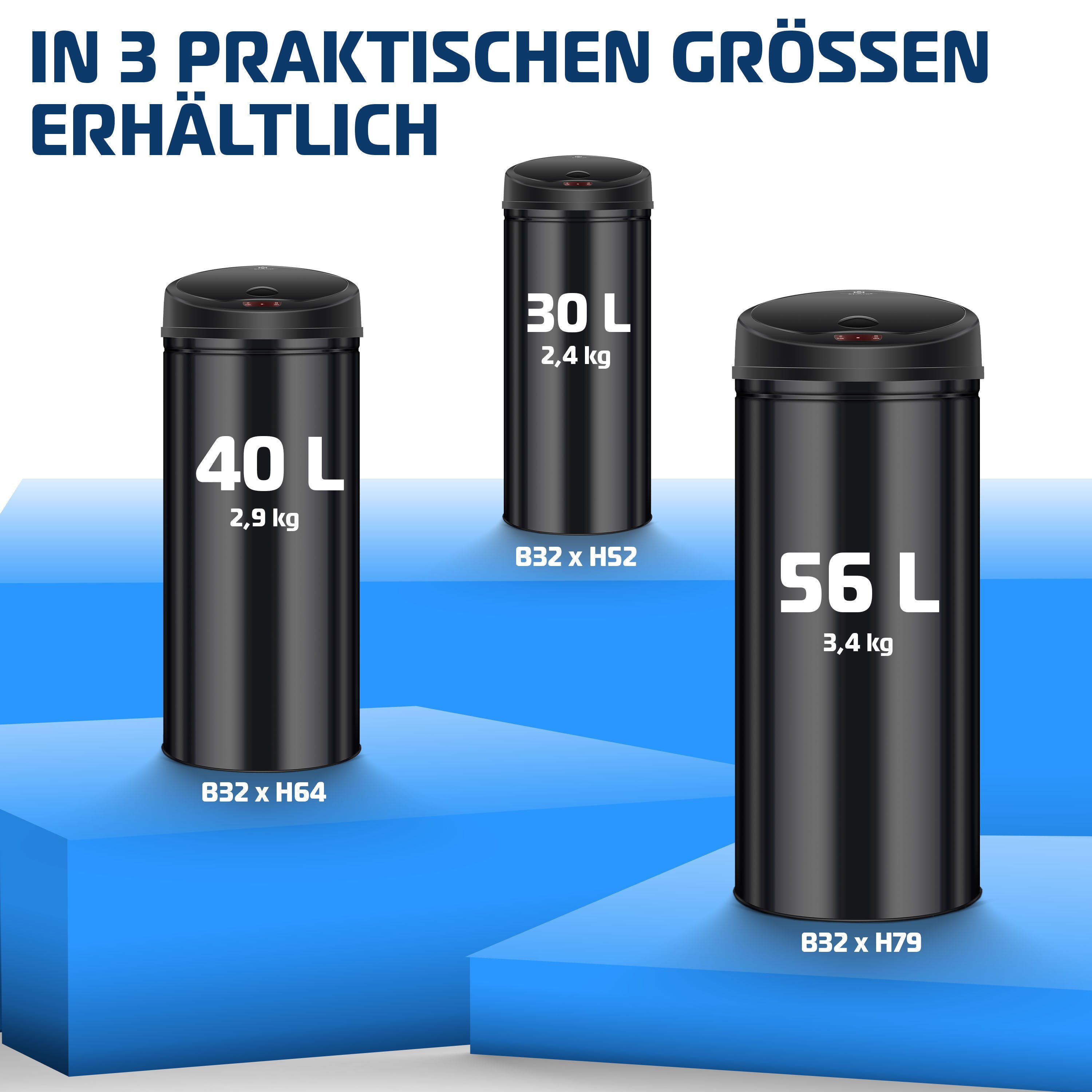 KESSER Mülleimer, Automatik Sensor Mülleimer Abfalleimer Abfall EDELSTAHL
