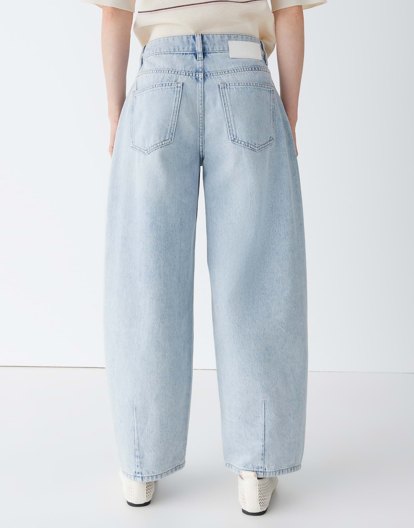 OPUS Relax-fit-Jeans Barrel Jeans aus BCI Cotton Mid Rise Crinkle-Effekte, 5-Pocket-Design