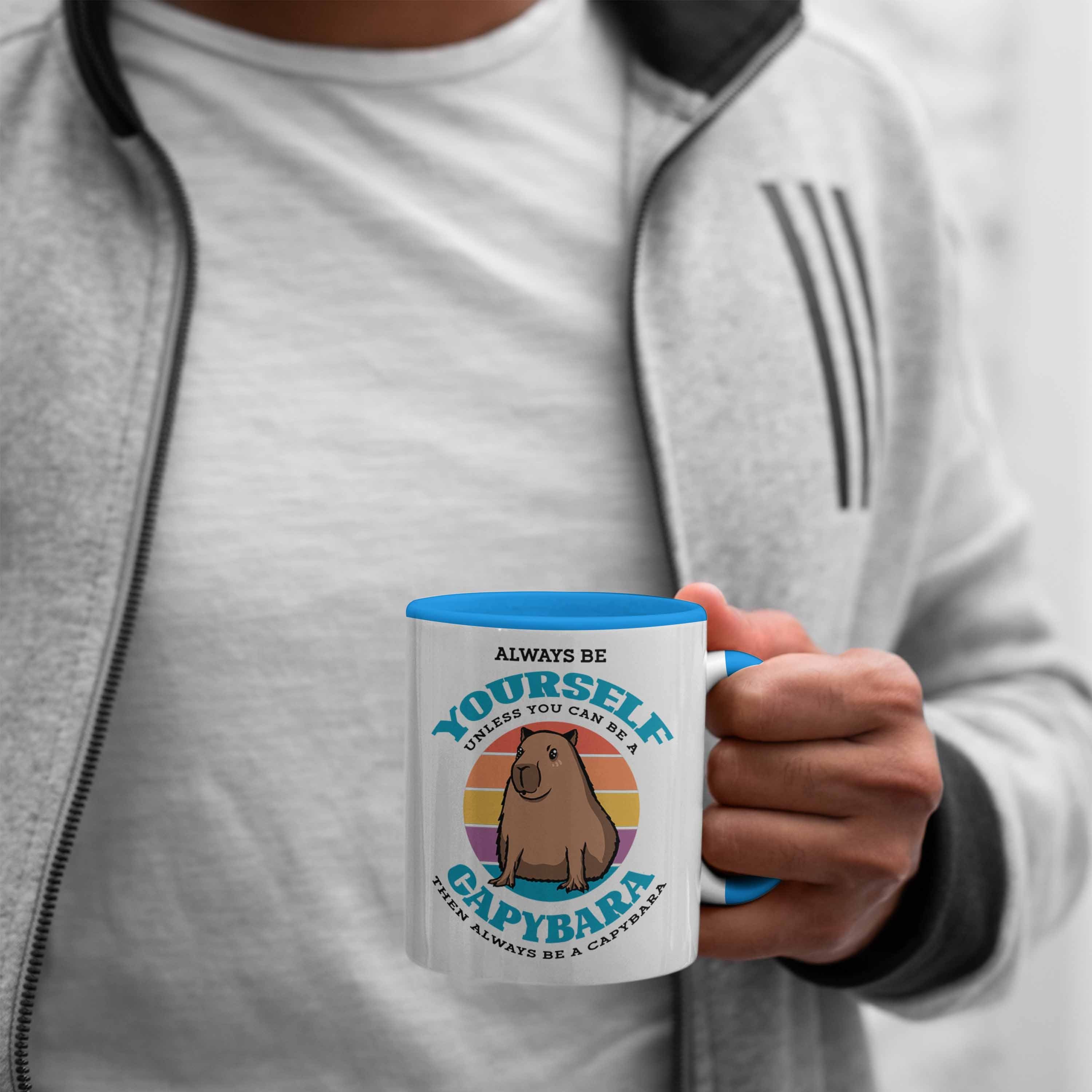 Trendation Tasse Tasse Capybara-Spruch Geschenk für Capybara Geschenkidee Liebhaber Blau