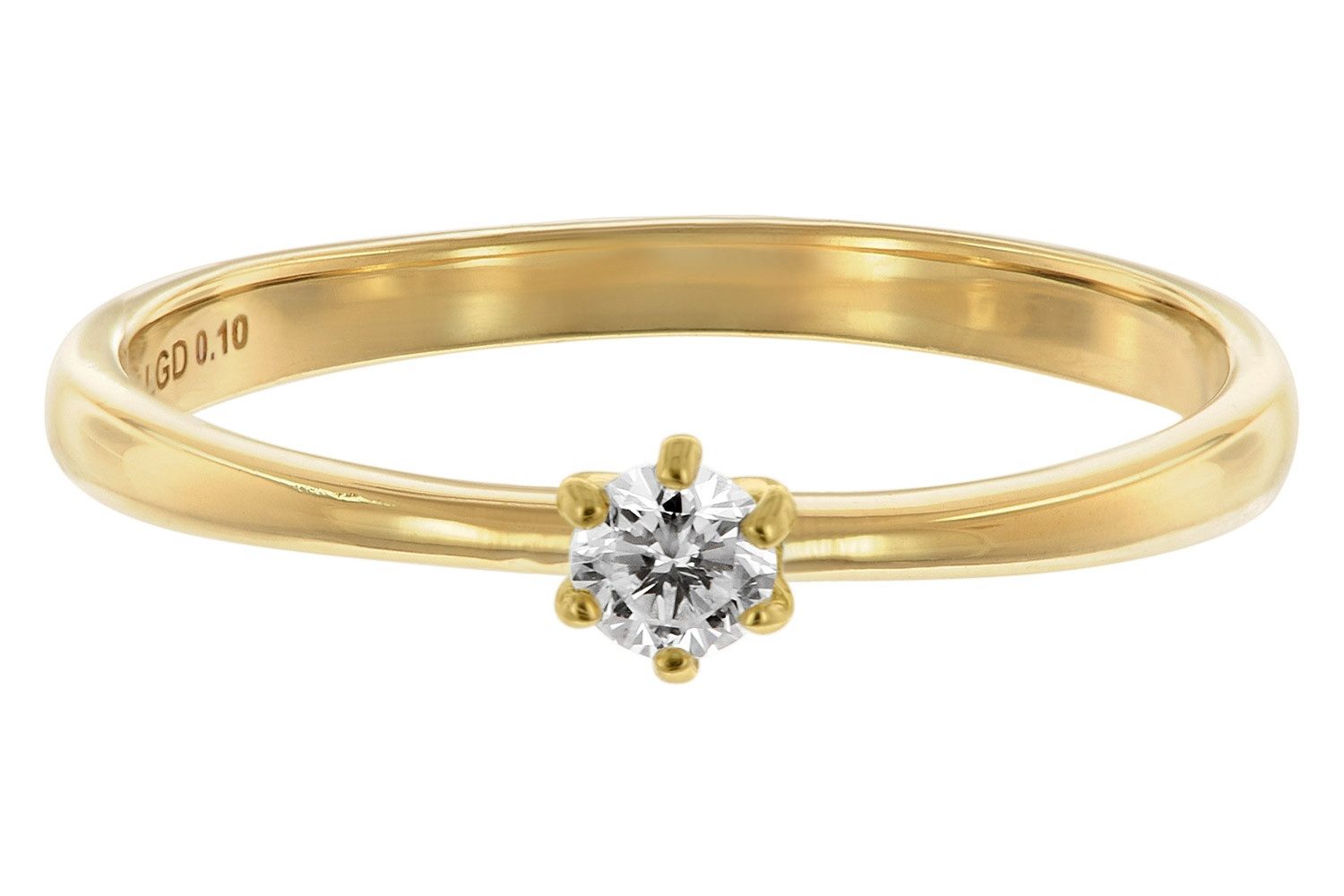 Glizz Solitärring Damenring mit Lab Grown Diamant 0,10 ct Gold 333 Brillant günstig online kaufen