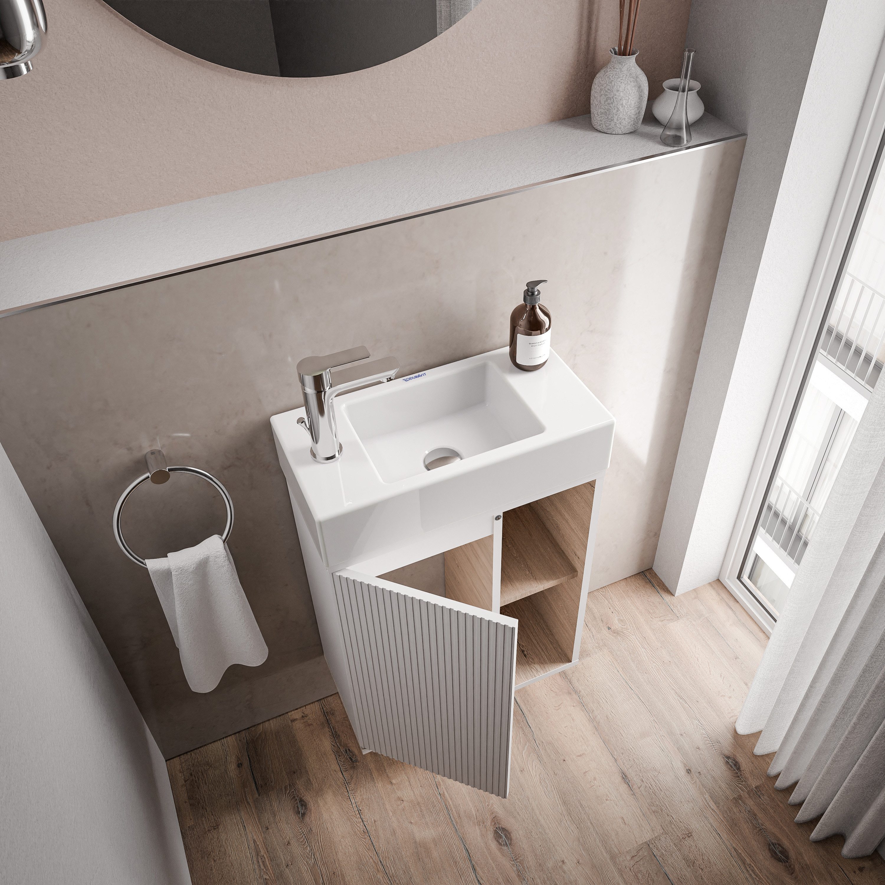 Bernstein Badmöbel-Set BELDIVO, (mit Waschbecken DURAVIT, günstig online kaufen