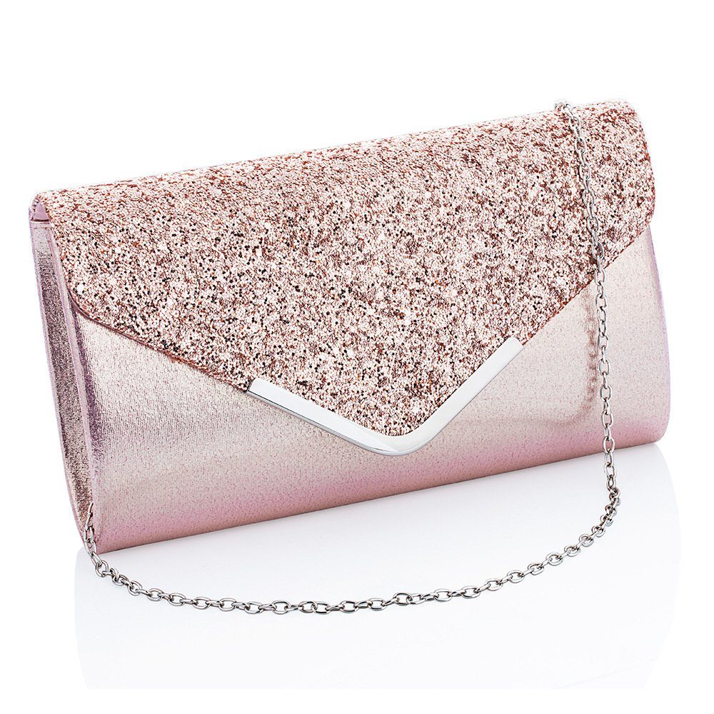 GelldG Umhängetasche Damen Clutch Glitzer Elegant Abendtasche Glänzend Handtasche