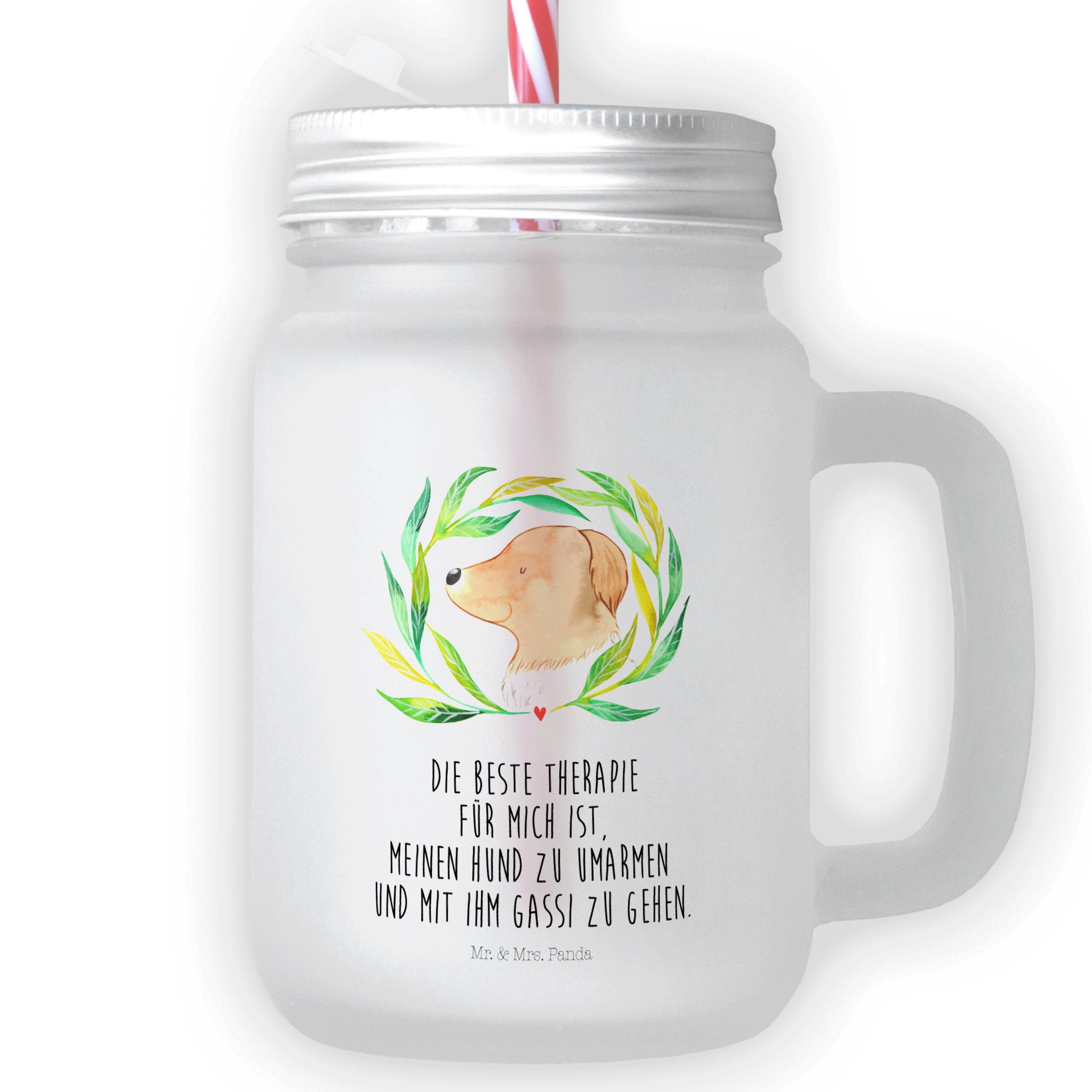 Mr. & Mrs. Panda Glas Henkelglas, - Glas Ranke Transparent Geschenk, Mason Premium - Trinkglas, Hund Jar
