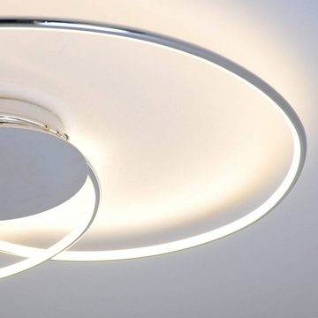 Lindby LED Deckenleuchte Joline, LED-Leuchtmittel fest verbaut, warmweiß, Modern, Kunststoff, Metall, weiß, chrom, inkl. Leuchtmittel, LED