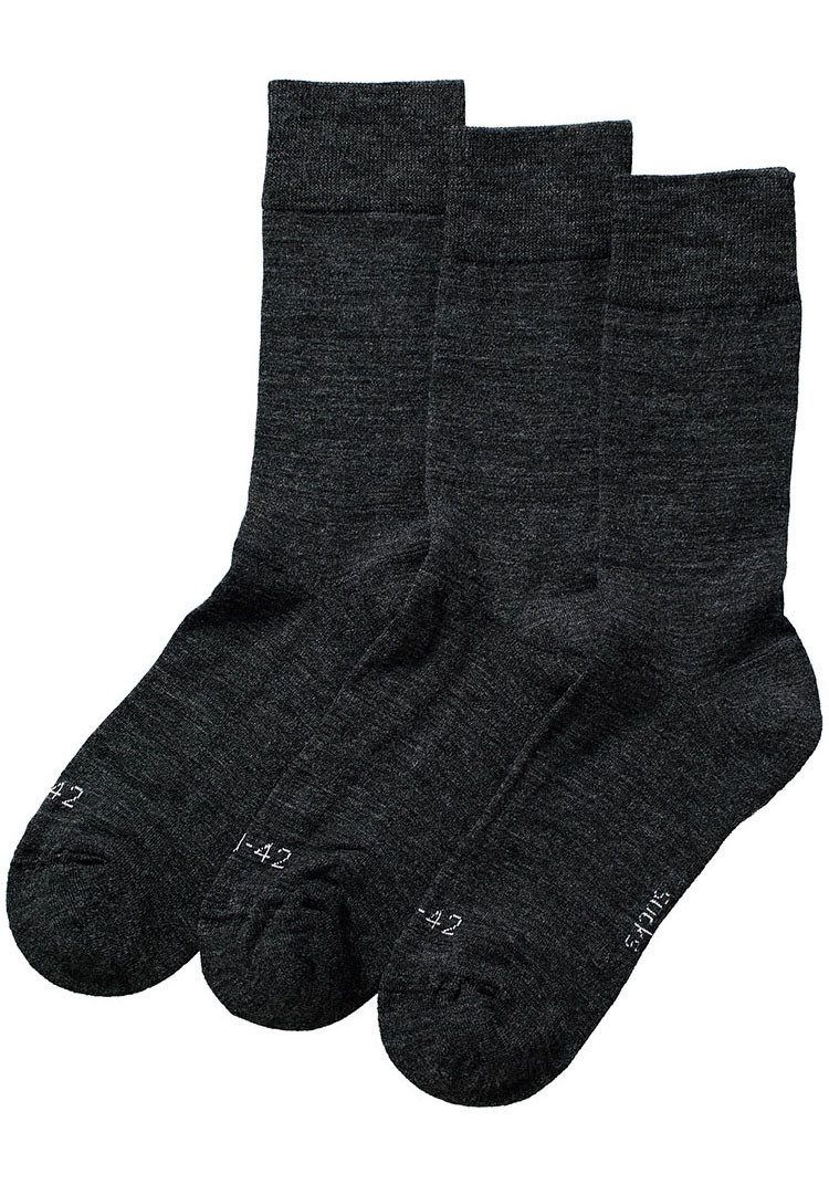 Apollo Basicsocken (3er Pack) Unisex mit Stickerei und weichen Merinowoll-Anteil