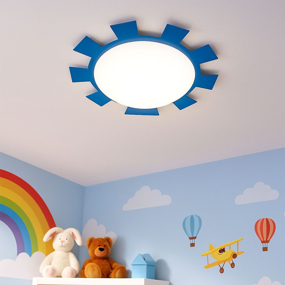 EGLO Deckenleuchte, Leuchtmittel nicht inklusive, Kinderleuchte Deckenleuchte Wandlampe Kinderzimmer Stahl blau weiß E27