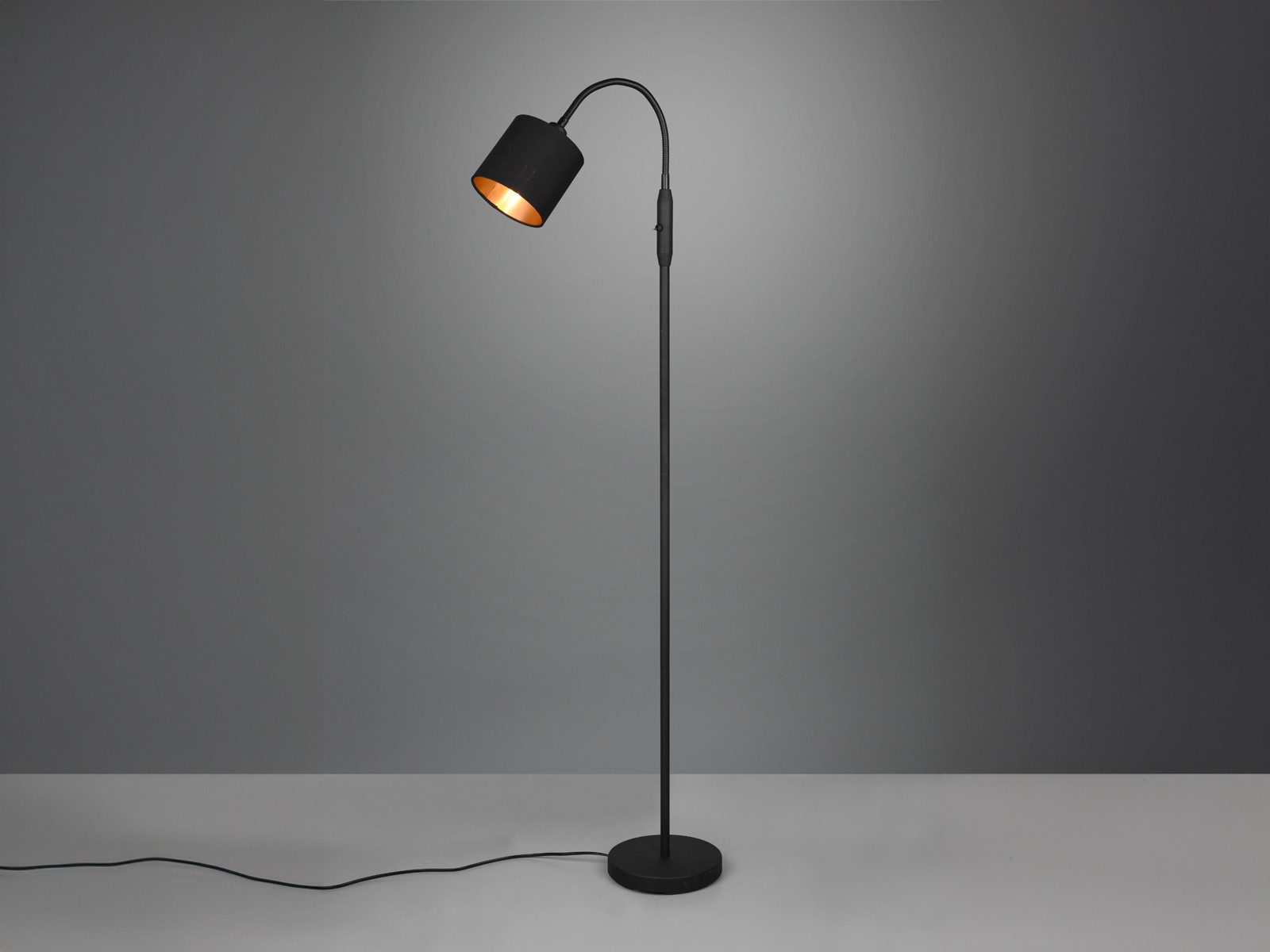 Reality Leuchten LED Stehlampe mit Flexarm & Stoffschirm, Höhe 130cm, Dimmfunktion, LED wechselbar, Warmweiß, kleine Lese Stehleuchte zum Lesen mit Schwanenhals, inkl. Leuchtmittel