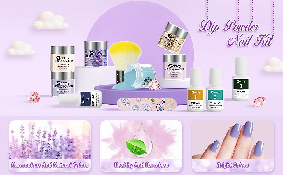 3-teiliges wie aus Dip gratis, Zubehör 10-Teiliges + Powder Nageldesign Nagelpflegeset Kit Starter Mobray Nägel!, Nagel Zubehör Set: Starter Nageldesign Nagelstudio Professionelle dem Puder Nägel